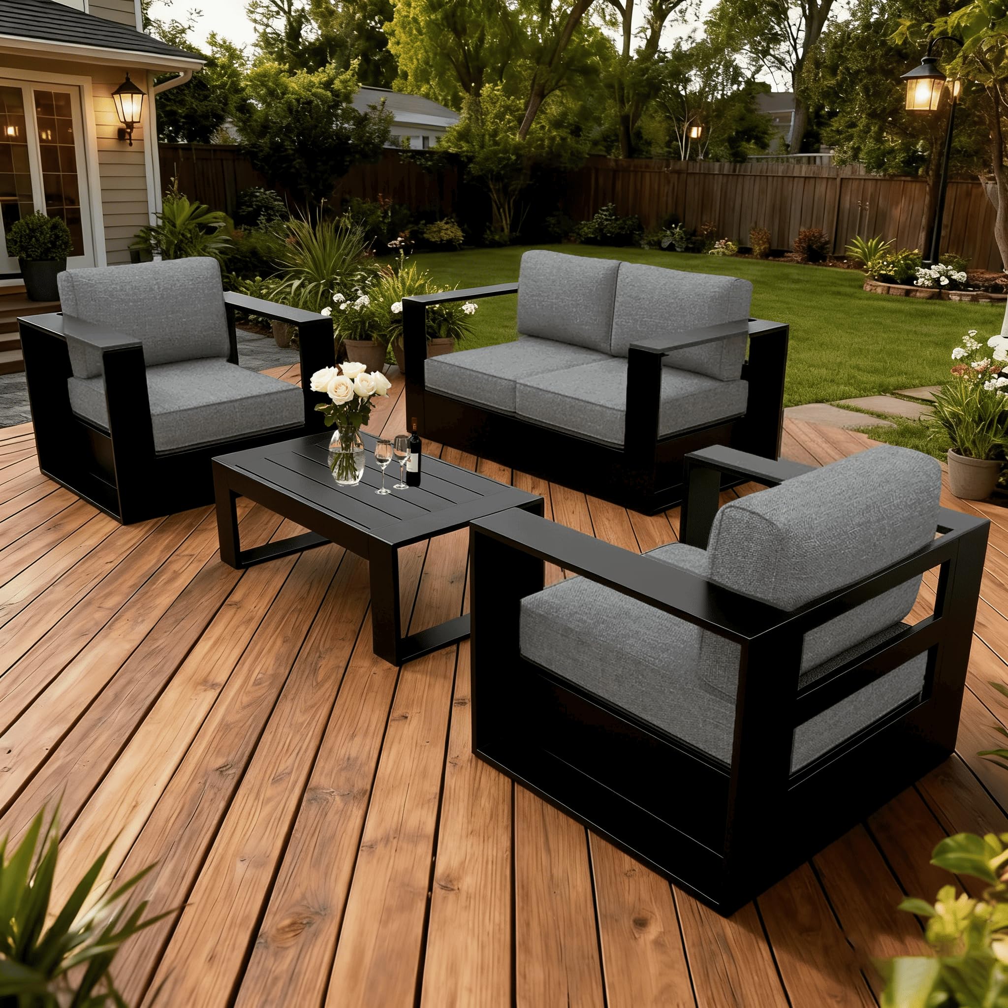 LayinSun Oversized Aluminum Outdoor Furniture Set