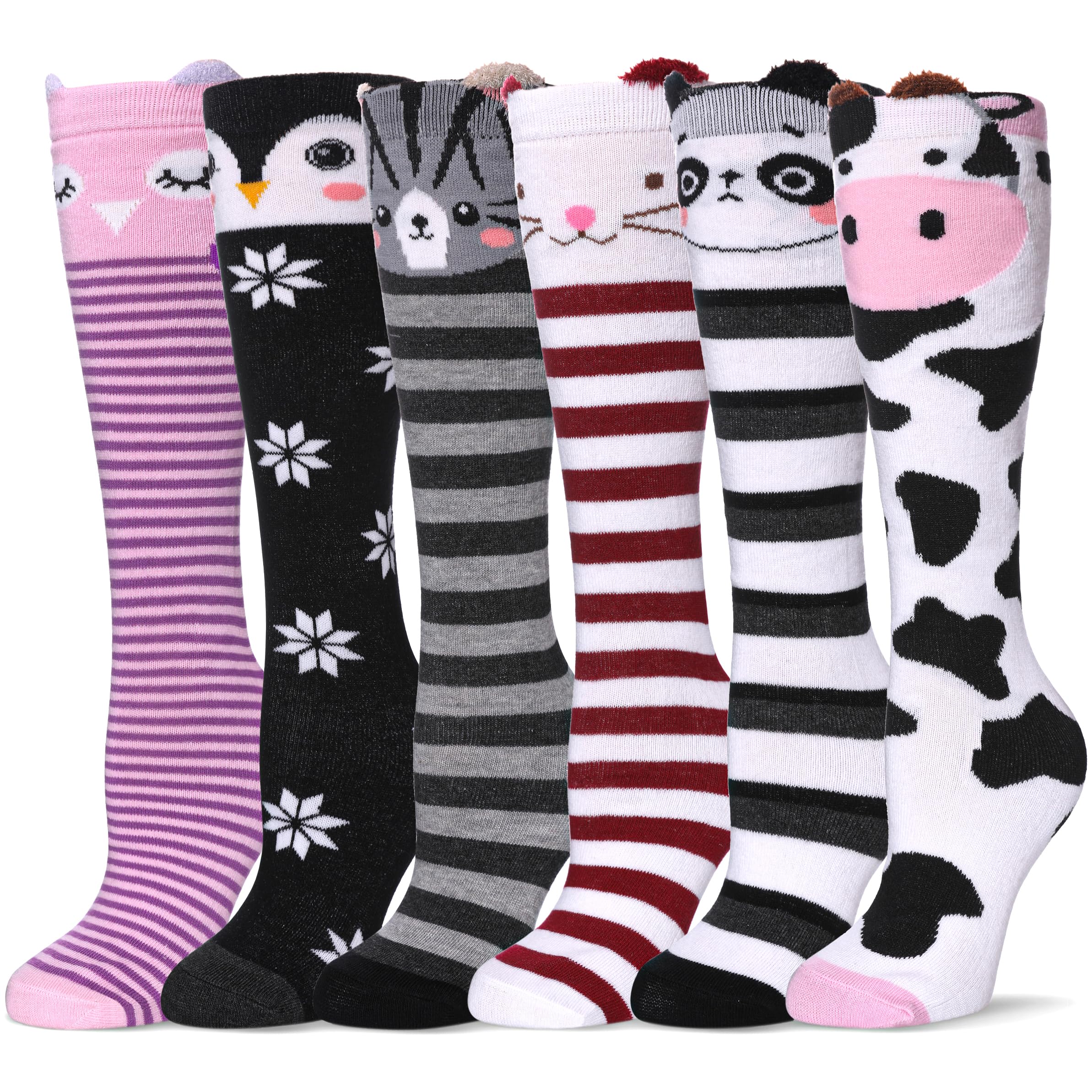 Color City Girls Knee High Socks Kids Long Boot Socks Cozy Fun Animal Warm Cotton Socks