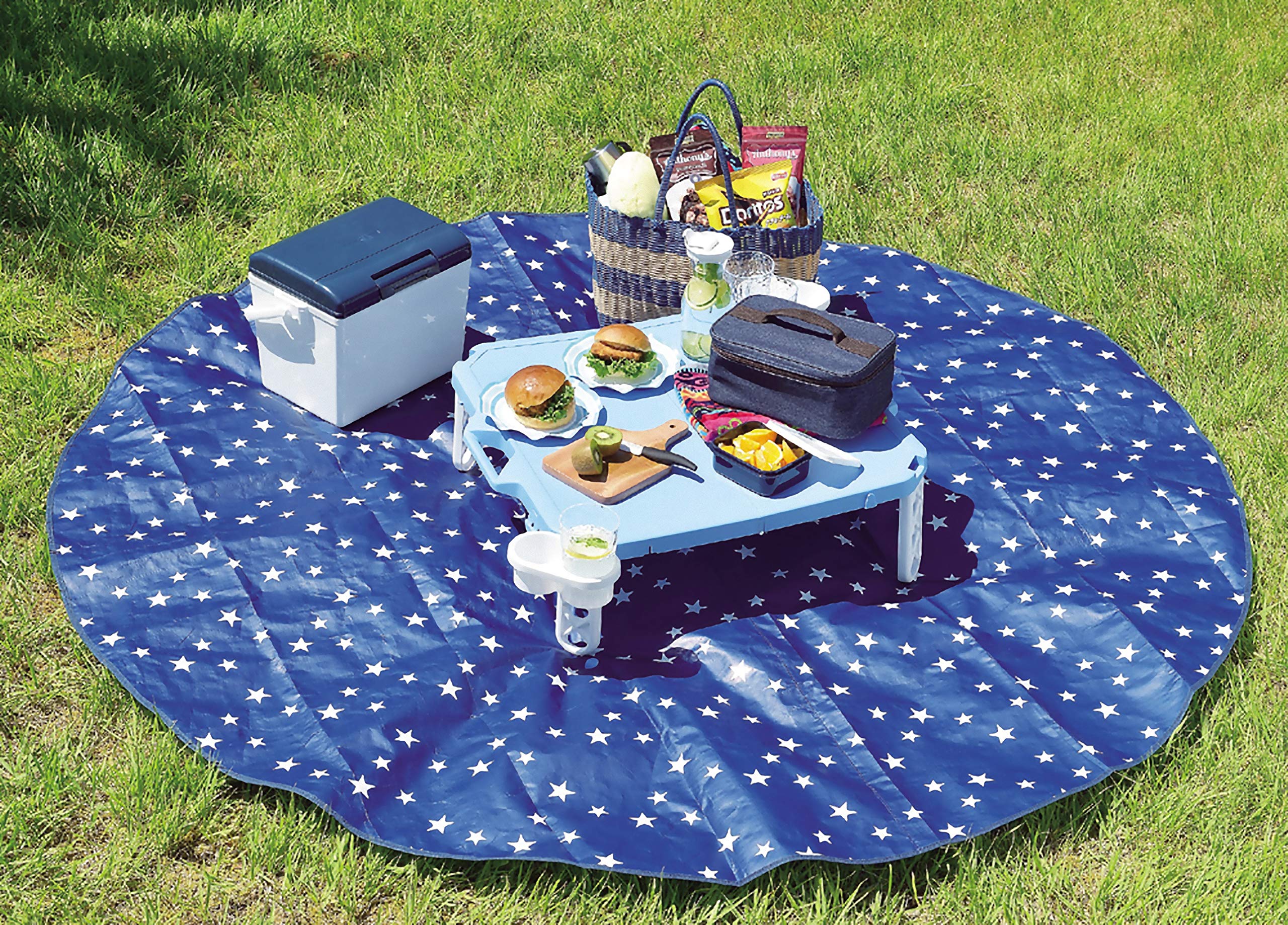 Amazon.co.jp: ピクジェネ 丸型レジャーシート200cm ネイビー（バッグ付）