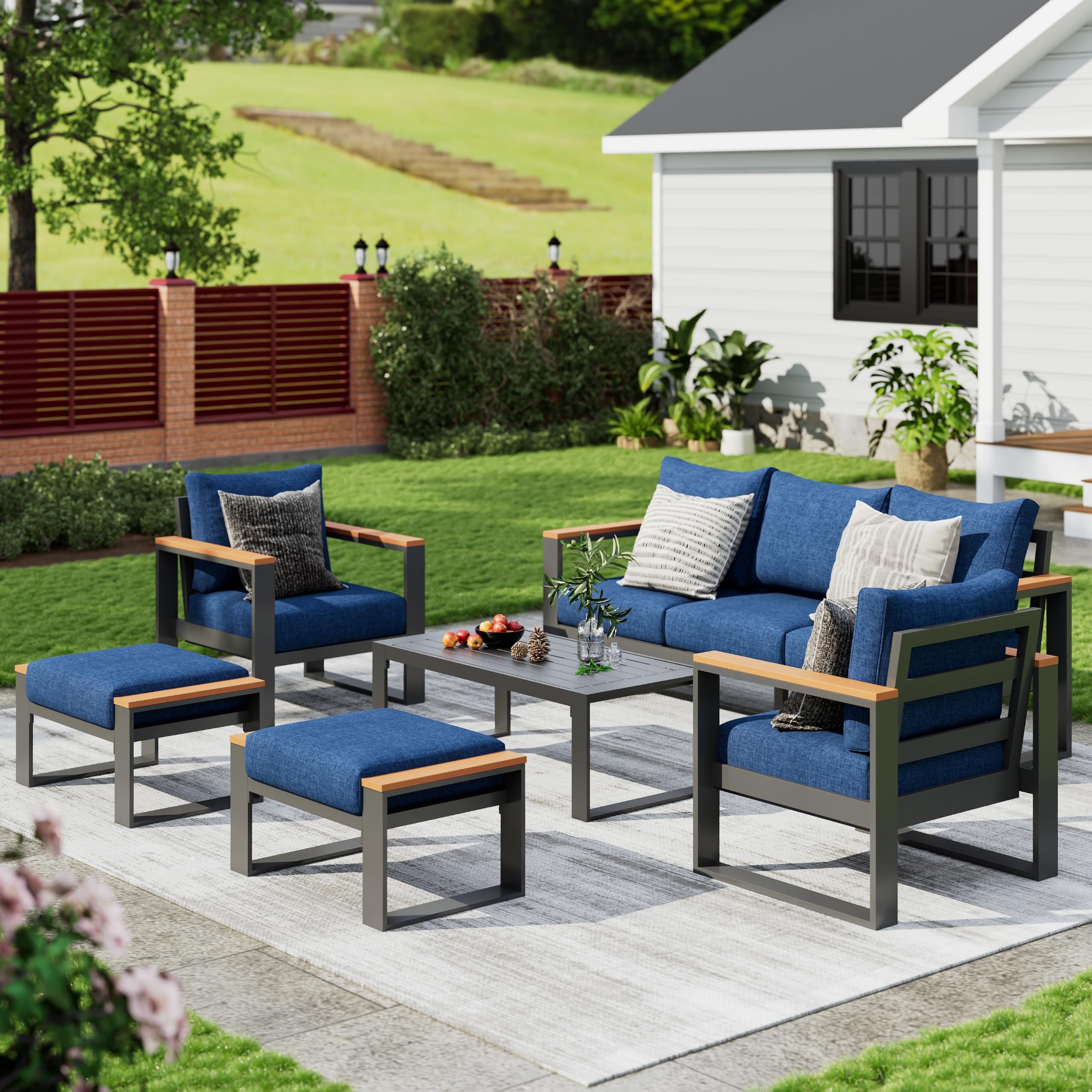 Sundale Outdoor Aluminum Patio Furniture Set with Coffee Table