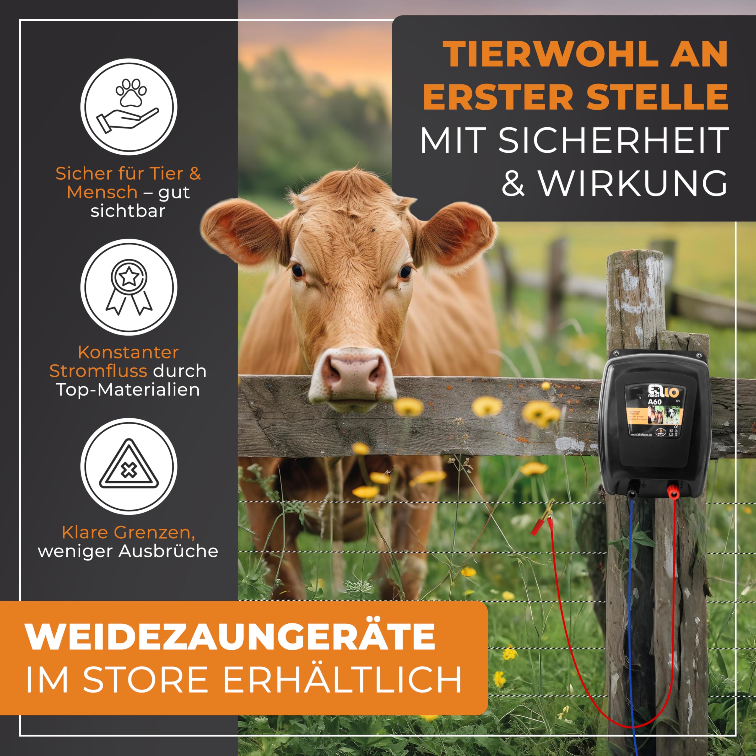 Weidezaunlitze (250m) - Robuste Litze für Weidezaun & Elektrozaun - Leitfähige Stromlitze für Tierzaun - Premium Elektrozaunlitze - UV-beständig & wetterfeste Zaunlitze