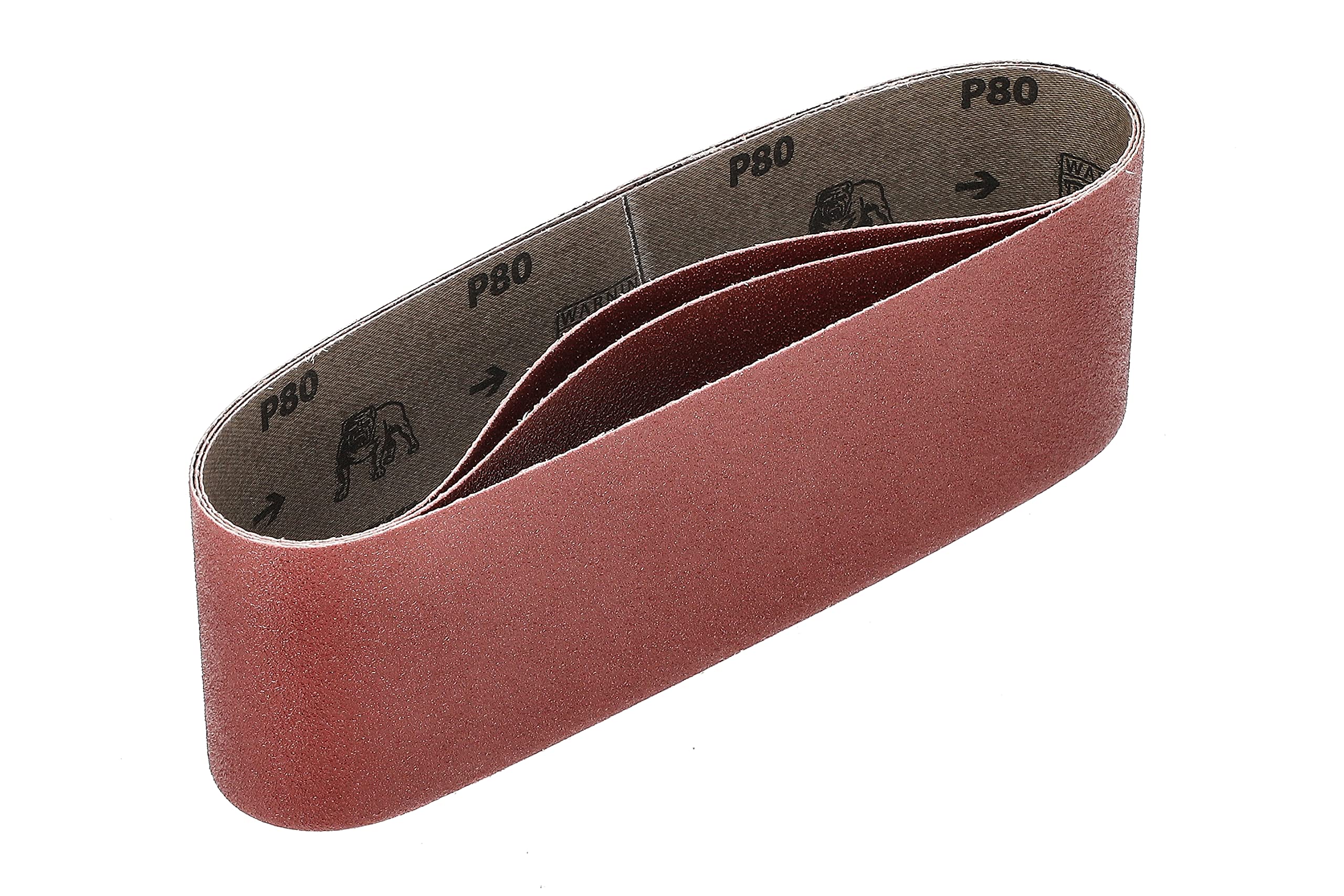 Mirka Red 3 pcs Fabric Sanding Belts 75x533mm Grit P80 High Quality