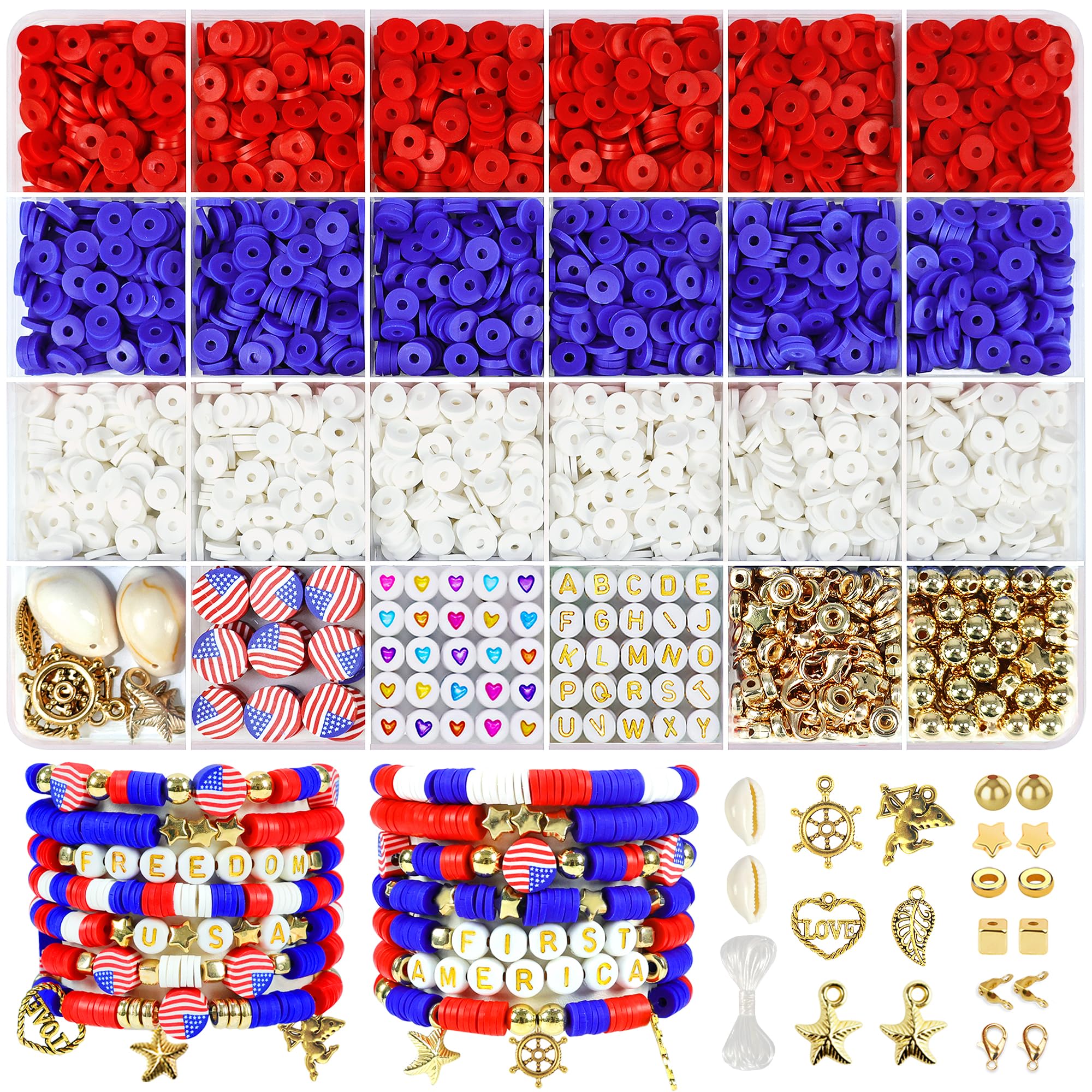 Redtwo 4th of July Bead Kit with beads and string | Mubboo