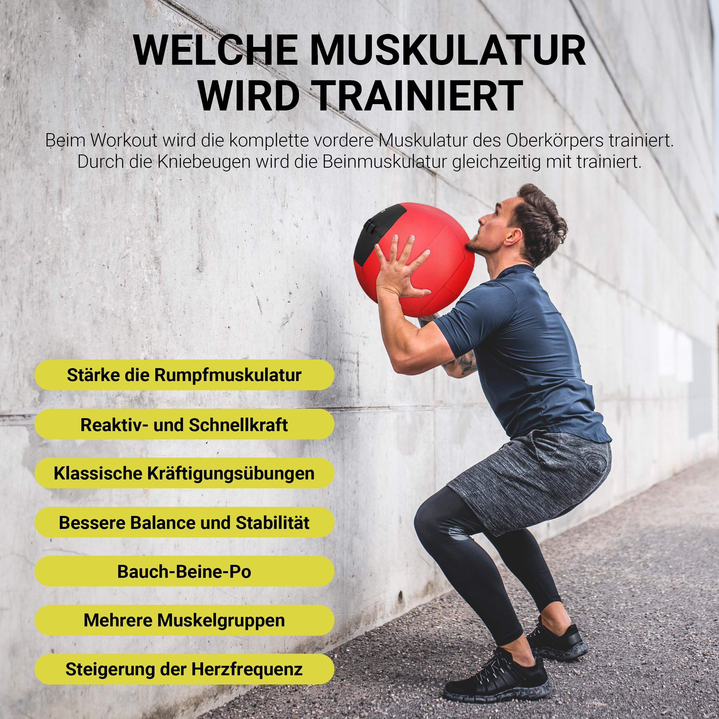 MSPORTS Wall-Ball Premium piłka lekarska 2 – 10 kg (10 kg – czerwona)