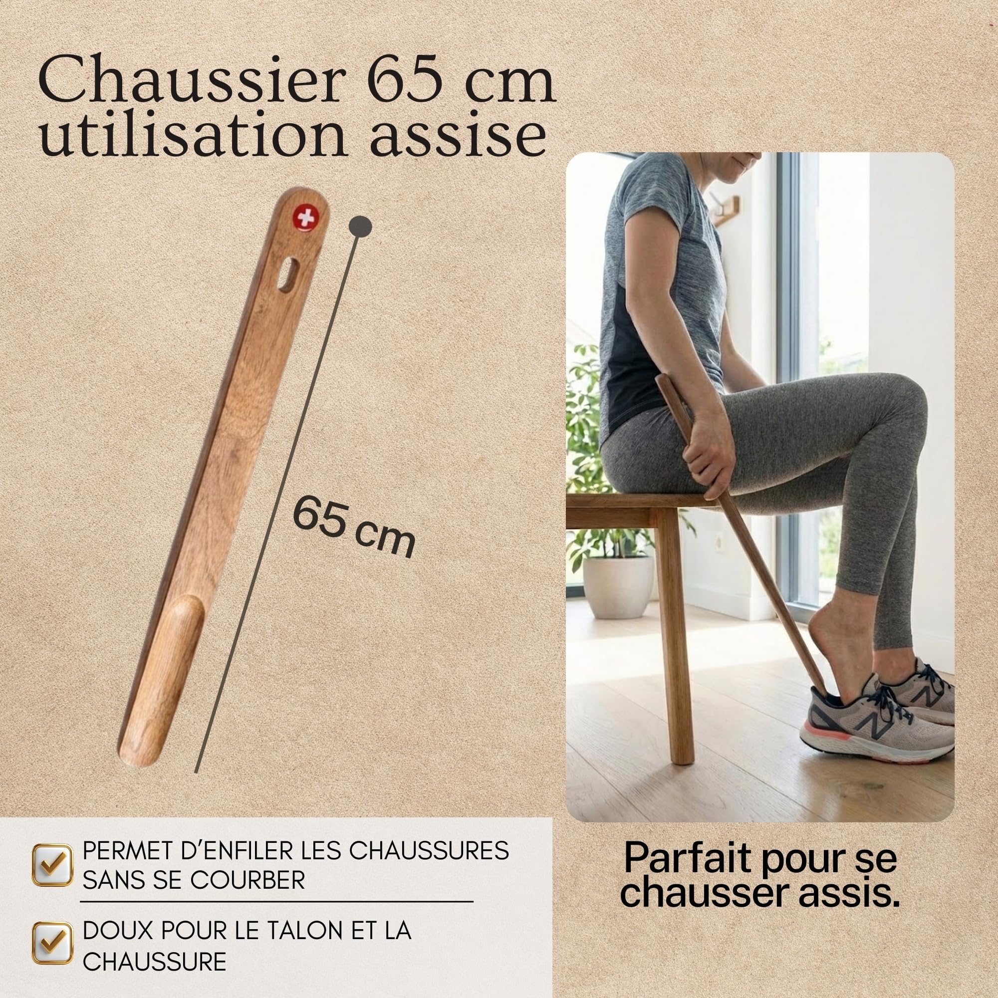 PAVLOVA'S Chausse Pied Fait Main En Noyer Suisse Massif | Lot De 3 Tailles De Manche | Édition Limitée | Facile À Utiliser Et Pratique Pour Hommes, Femmes, Enfants Et Seniors | Garantie 10 Ans