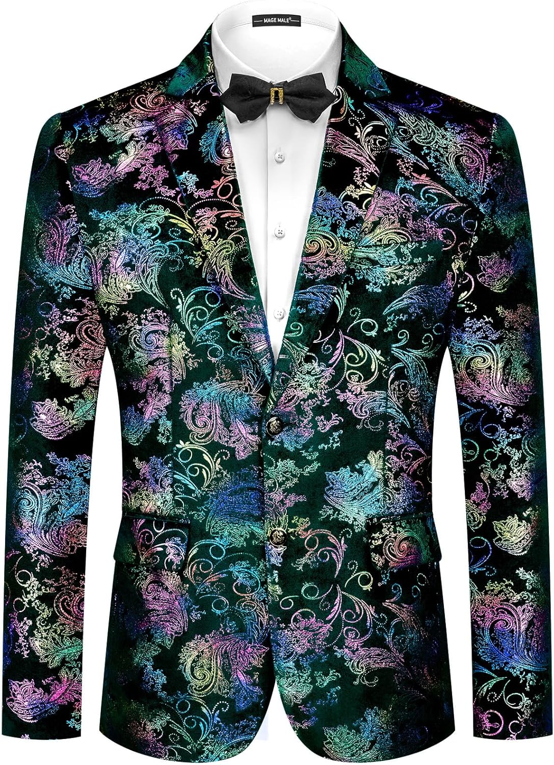 MAGE MALE Men's Dress Party Floral Suit Jacket Notched Lapel Slim Fit Two Button Stylish Blazer
