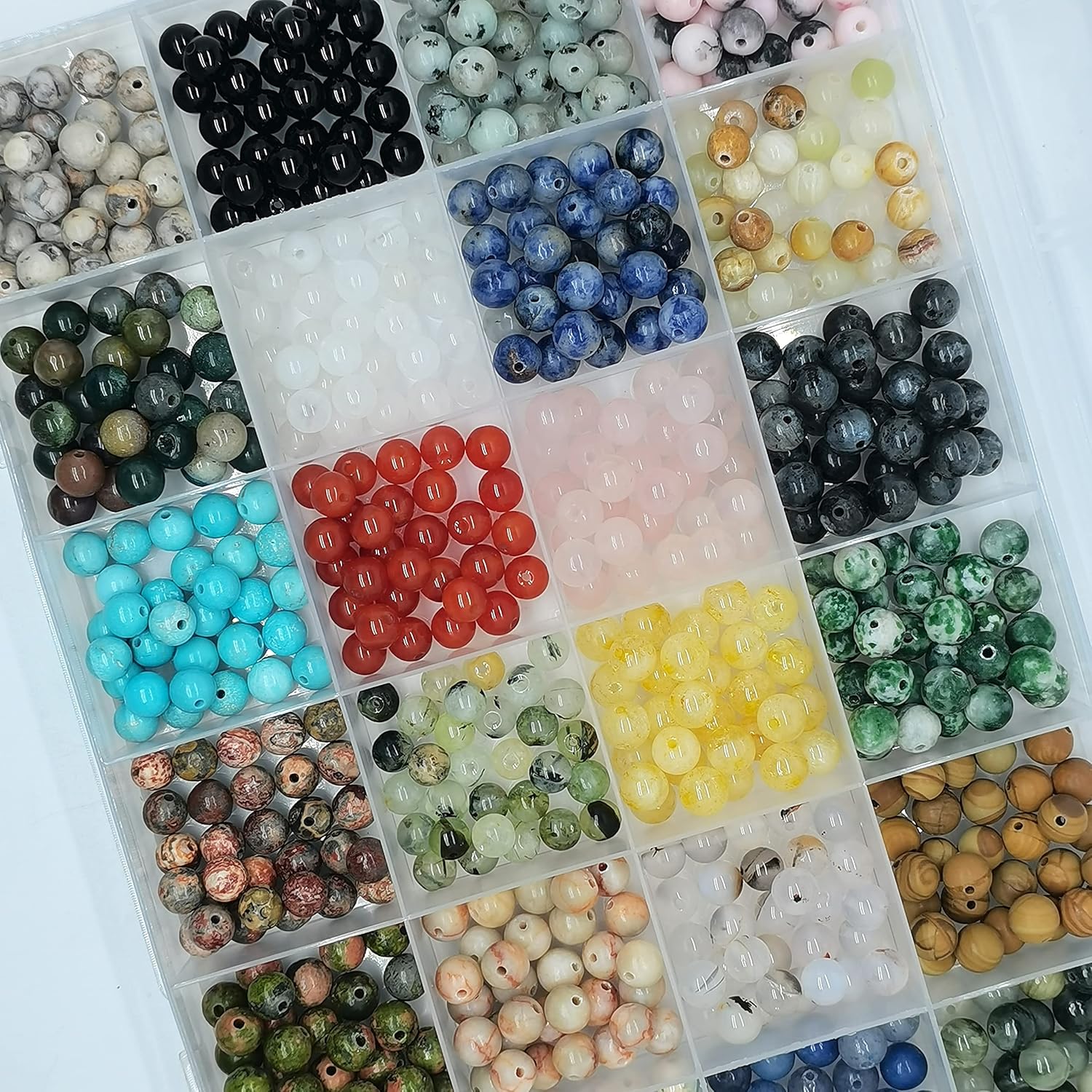 720pcs 6mm Natural Round Stone Beads Gemstone Beading Hole Size 1mm Crystal Energy Stone Healing for Bracelet Necklace Earrings Jewelry Making(24 Colors-2,6mm) - Image 4