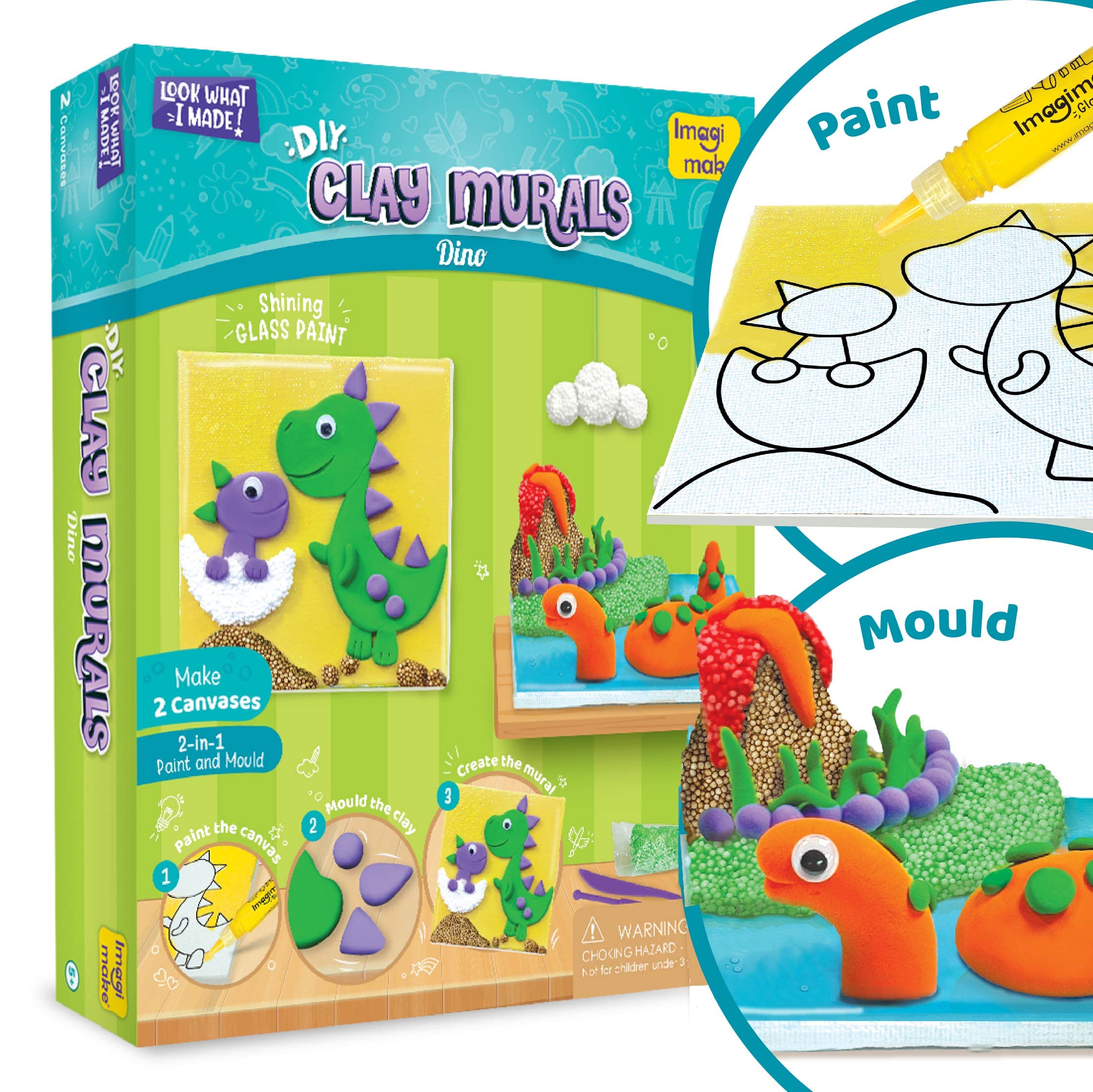 Imagimake Clay Murals - Dino - Modelling Clay & Glass Paint - 5 Designs - Art & Craft Kit - Age 5 Years+, Multicolor (B09NSW6GJ8) Amazon Price History, Amazon Price Tracker