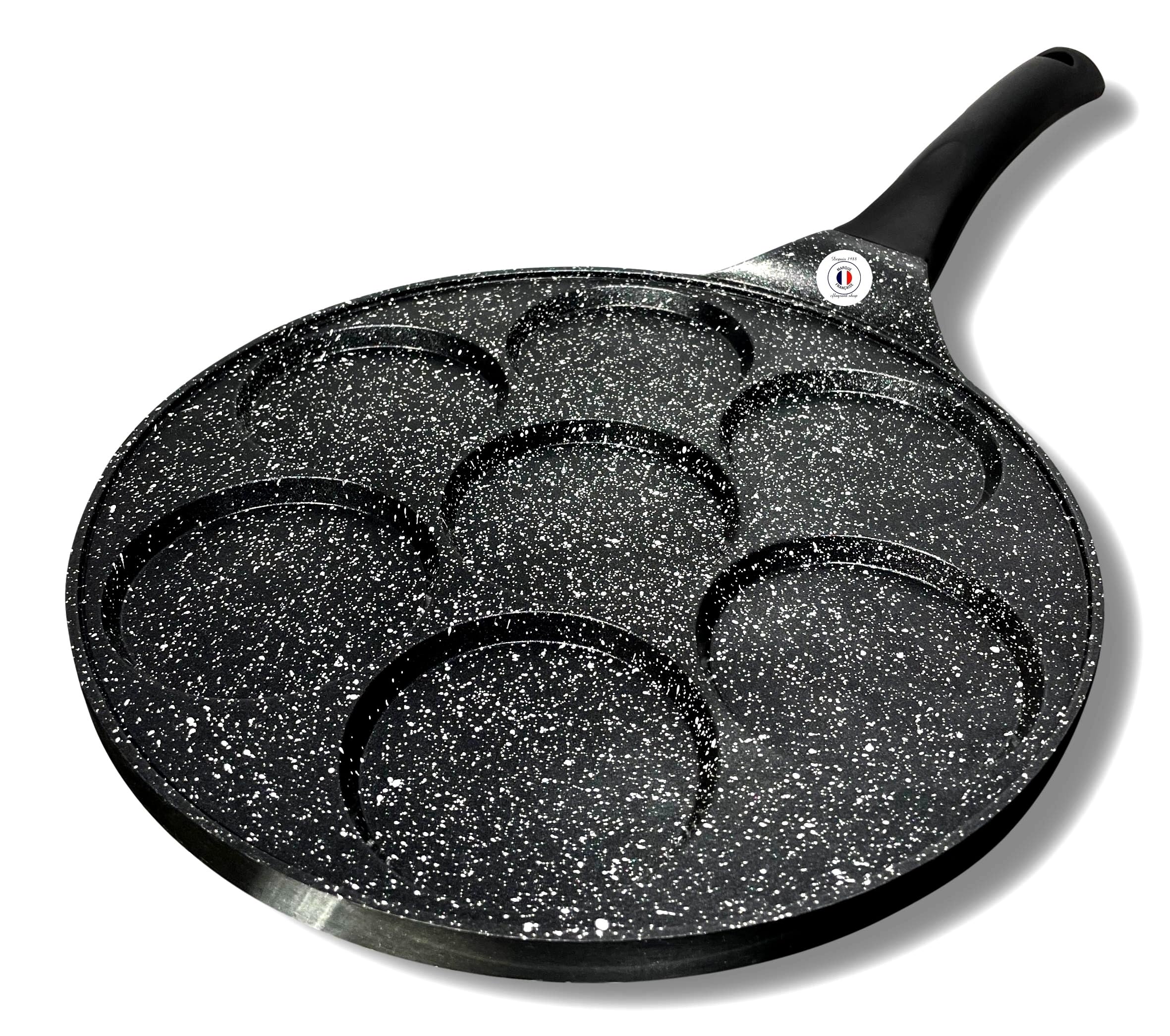 France Poêle à Pancakes 26cm Façon Pierre Tous Feux Dont Induction sans PFOA Cuisson sans Matière Grasse Revêtement Antiadhésif (Sans Emoji)