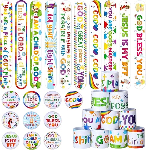 Miniatura 5 de 60 pulseras religiosas con pines de botón, pulseras de Jesús te amo, pulseras a presión de Jesús, insignias cristianas para suministros de escuela