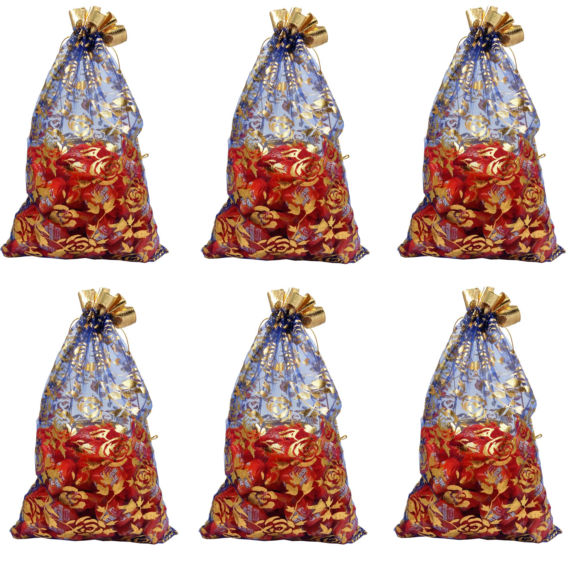 Evisha Unisex Net Jari Potli Pouch Bag - 20pcs (Multicolor, Size 23x16 cm)