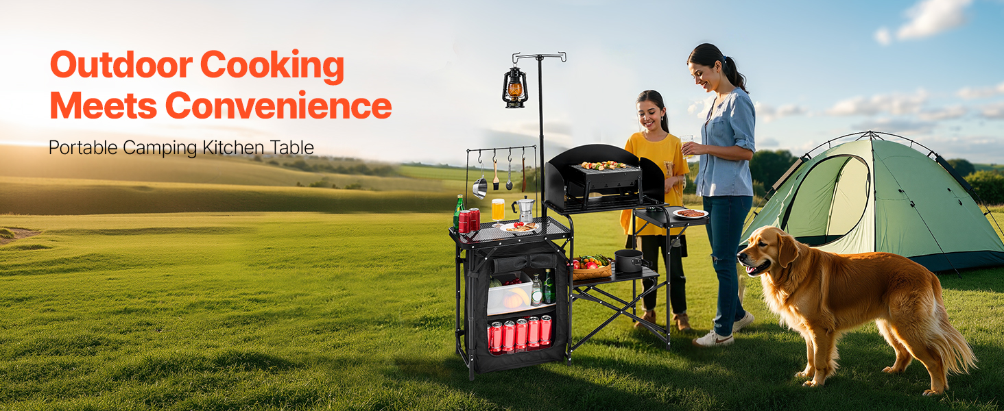 Amazon.com : VEVOR Camping Kitchen Table, Folding Outdoor Cooking