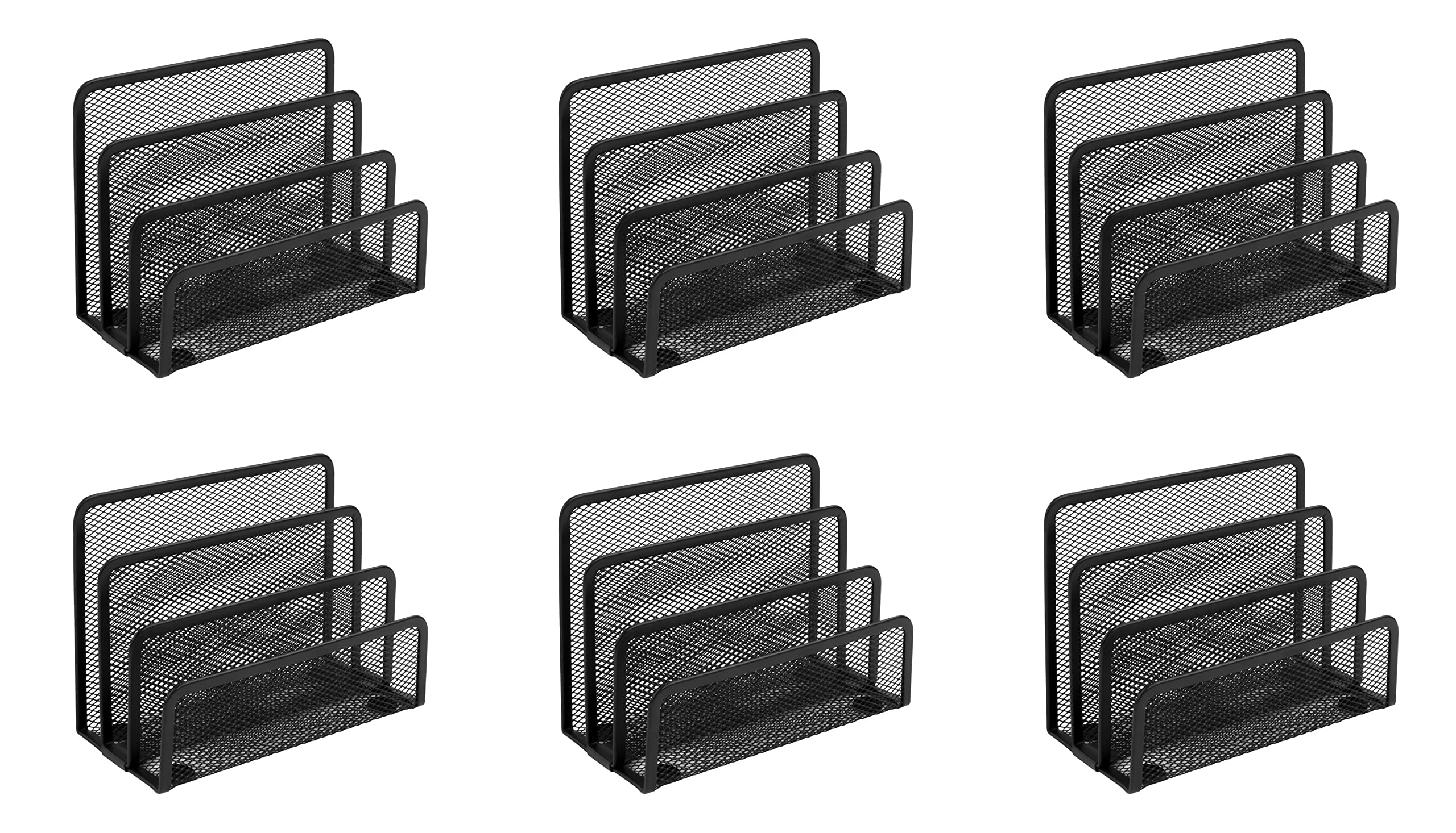 OSCO Wire Mesh Letter Holder 6 Pack – 3-Slot Wiremesh Document Organiser & Mail Sorter for Desk, Envelopes & Paperwork, Compact Desktop File Storage – Black — image 1