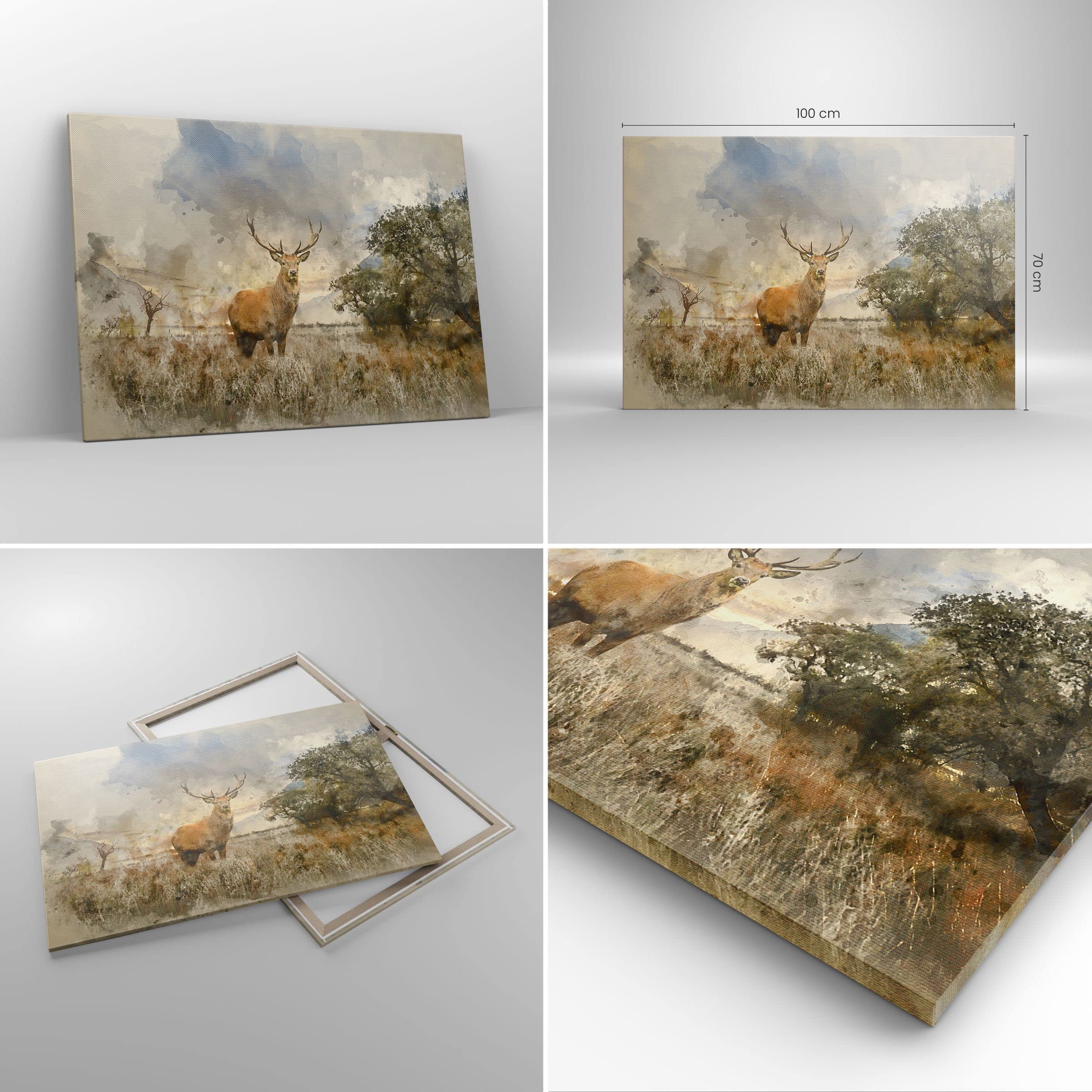 Stampe da Parete Moderne 100x70 cm Quadro su Tela Paesaggi Natura - 3465 | Cervo Quadro Decorativo Grande 1 pezzo Soggiorno Camera da Letto Arte da Parete Decorazione da Parete ARTTOR