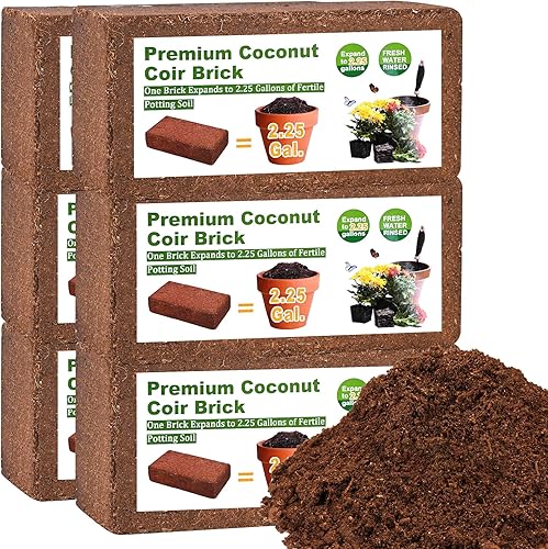 Coco orgánico Coco Coir 6 piezas de ladrillos de coco comprimido Sustrato de cáscara de fibra de coco, mantillo núcleo de corteza de coco, cultivo