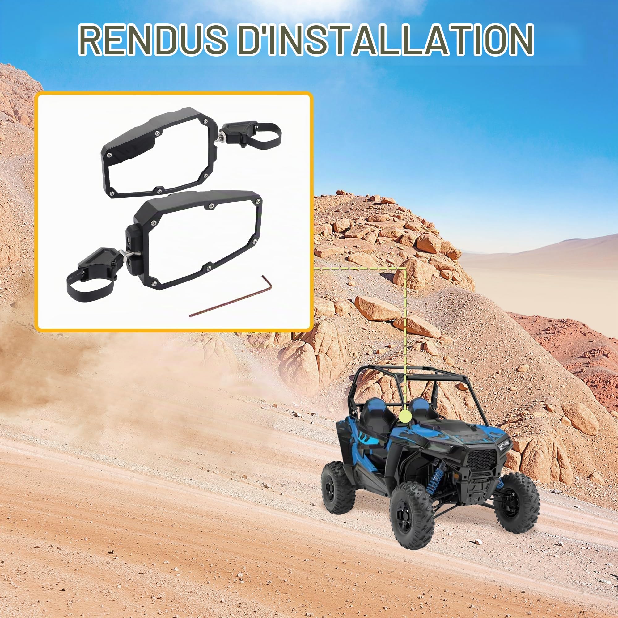 GOOFIT RéTroviseur RéTroviseur LatéRal Remplacement pour Arctic Cat Polaris RZR Kwasaki Teryx Deere Gator Rhino YXZ RZR 2020 Motorcycle Dune Buggy beach buggy
