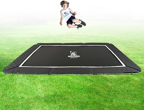 Rectangular In-Ground Trampoline Heavy-Duty Flush-to-Ground Outdoor Jumping Mat with or Without Galvanized Frame, Safety Padding & Easy Install Kit | Ideal for Kids, Families & Athletes