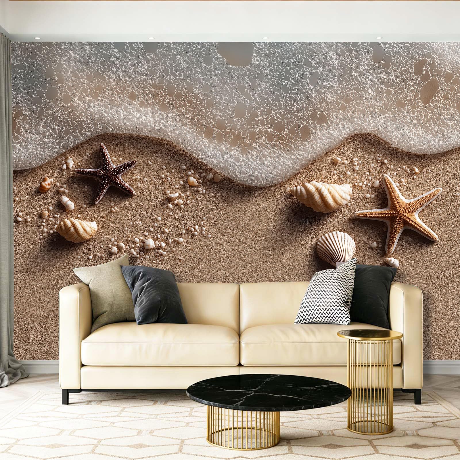 Fototapeta Natura Rozgwiazdy Morskie Muszle Plaża Tapety Murale Brązowy Fotografia Plakat Do Sypialni Salon Tv Ściana 350 x 256 cm