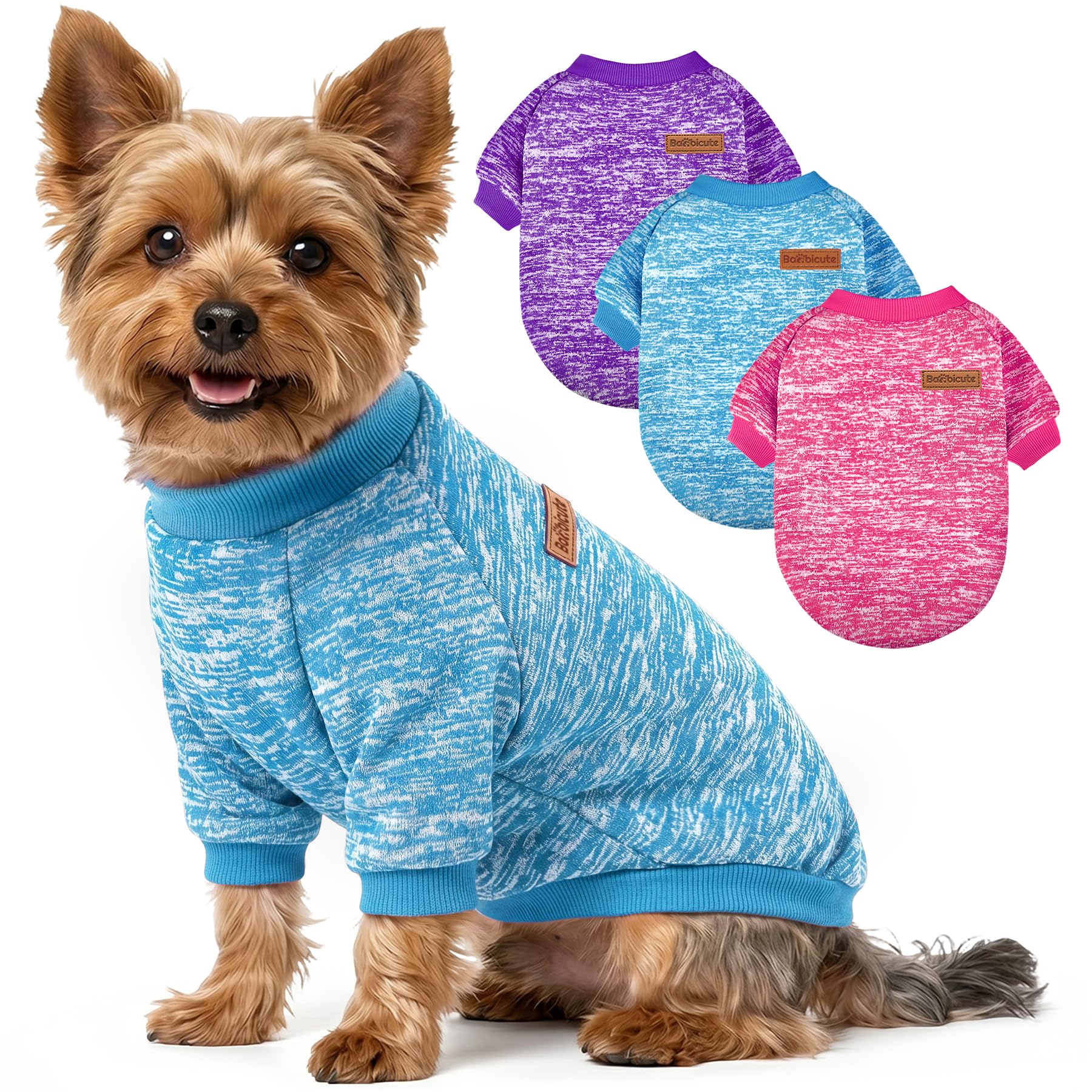 3 Pack Dog Sweaters for Small Dogs Girl Boy Winter Fleece Clothes Warm Soft Dog Sweatshirt Outfit for Dogs Cats Pet Apparel