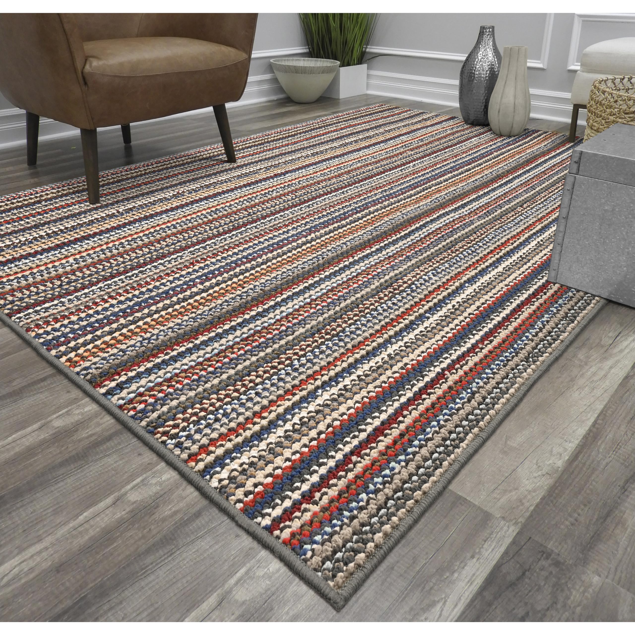 Amazon.com: Garland Rug Carnival Stripe Non-Slip Recycled 7