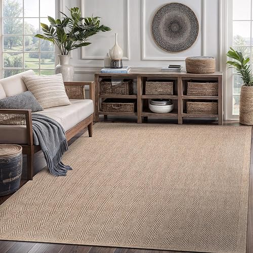 CAMILSON Easy Jute Rug 5x7 Herringbone Indoor Outdoor