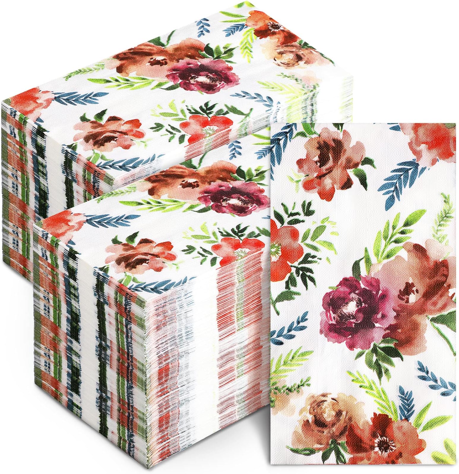 200 Pcs Watercolor Floral Guest Napkins Paper Hand Towels for Bathroom Guest Towels Disposable Bathroom Watercolor Floral Paper Napkins Decorative Napkins for Powder Room Wedding Bridal Holiday