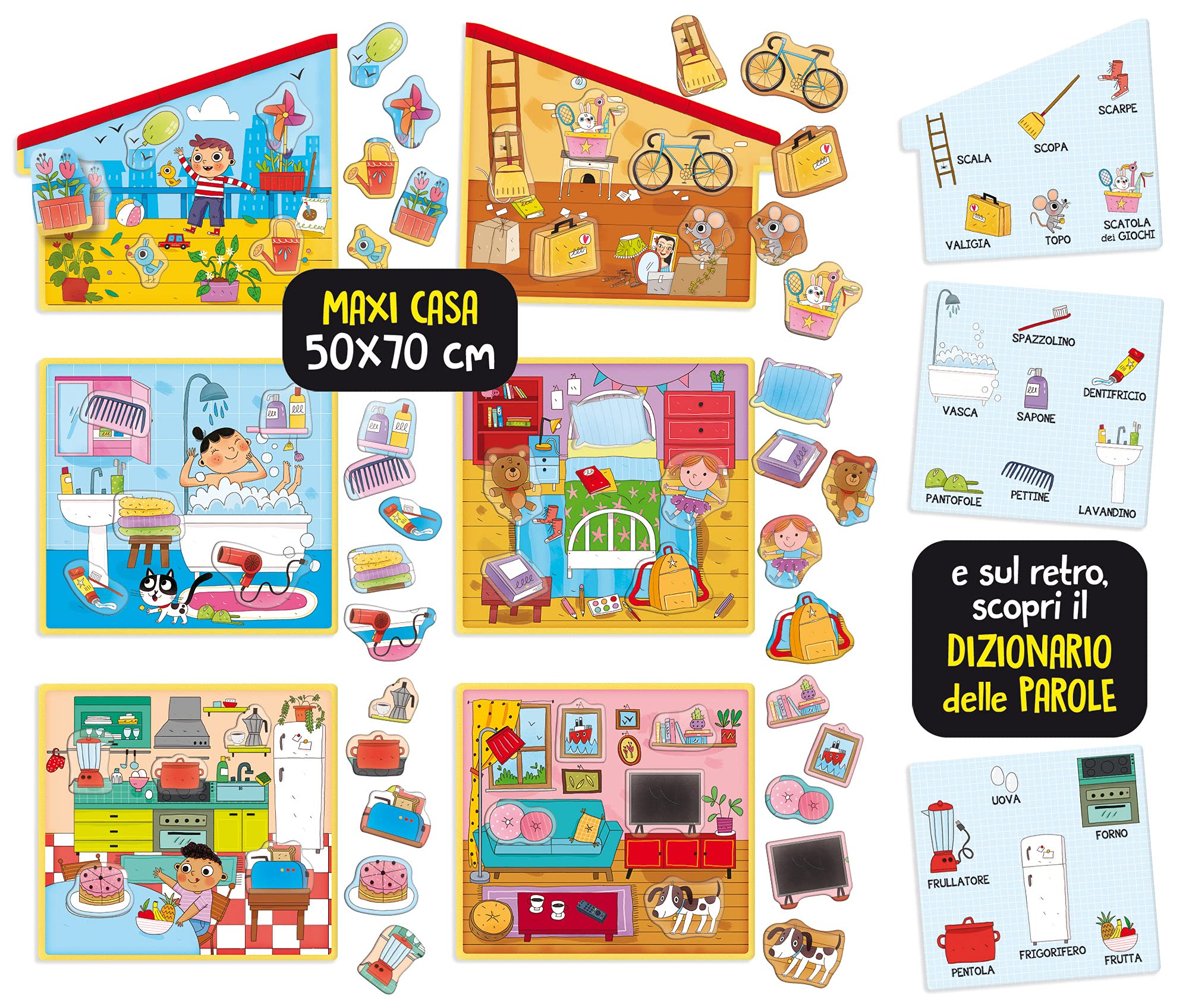 Lisciani - MONTESSORI - La Casa - Rompecabezas Para Niños a Partir de 2 años - Enseña a Colocar cada Cosa en su Lugar en la Casa - Juego Educativo - Fabricado en Italia (El empaque puede variar)