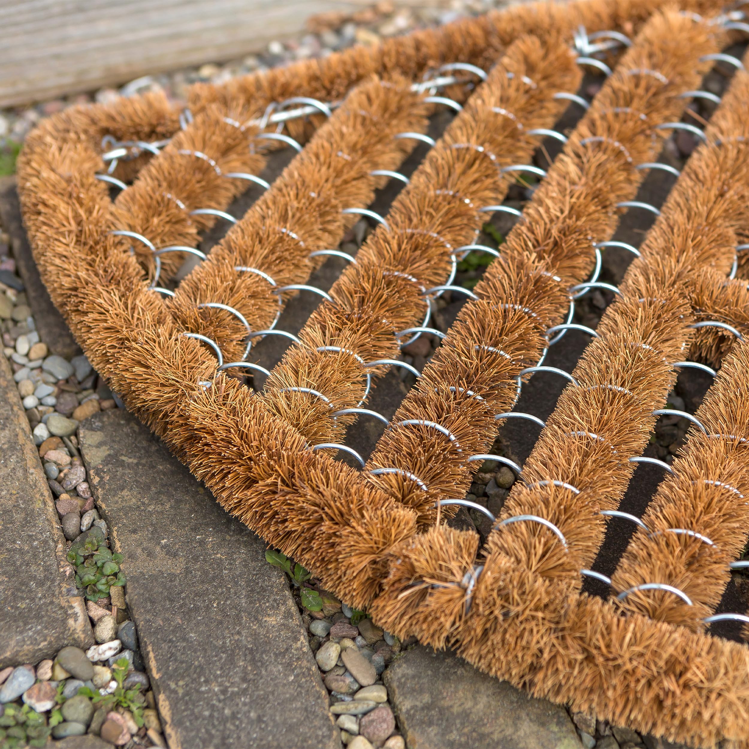 Astra Zerbino esterno in fibra di cocco - Zerbino con spazzole resistente alle intemperie - Zerbino resistente naturale Set da 2 40x60 cm semicircolare