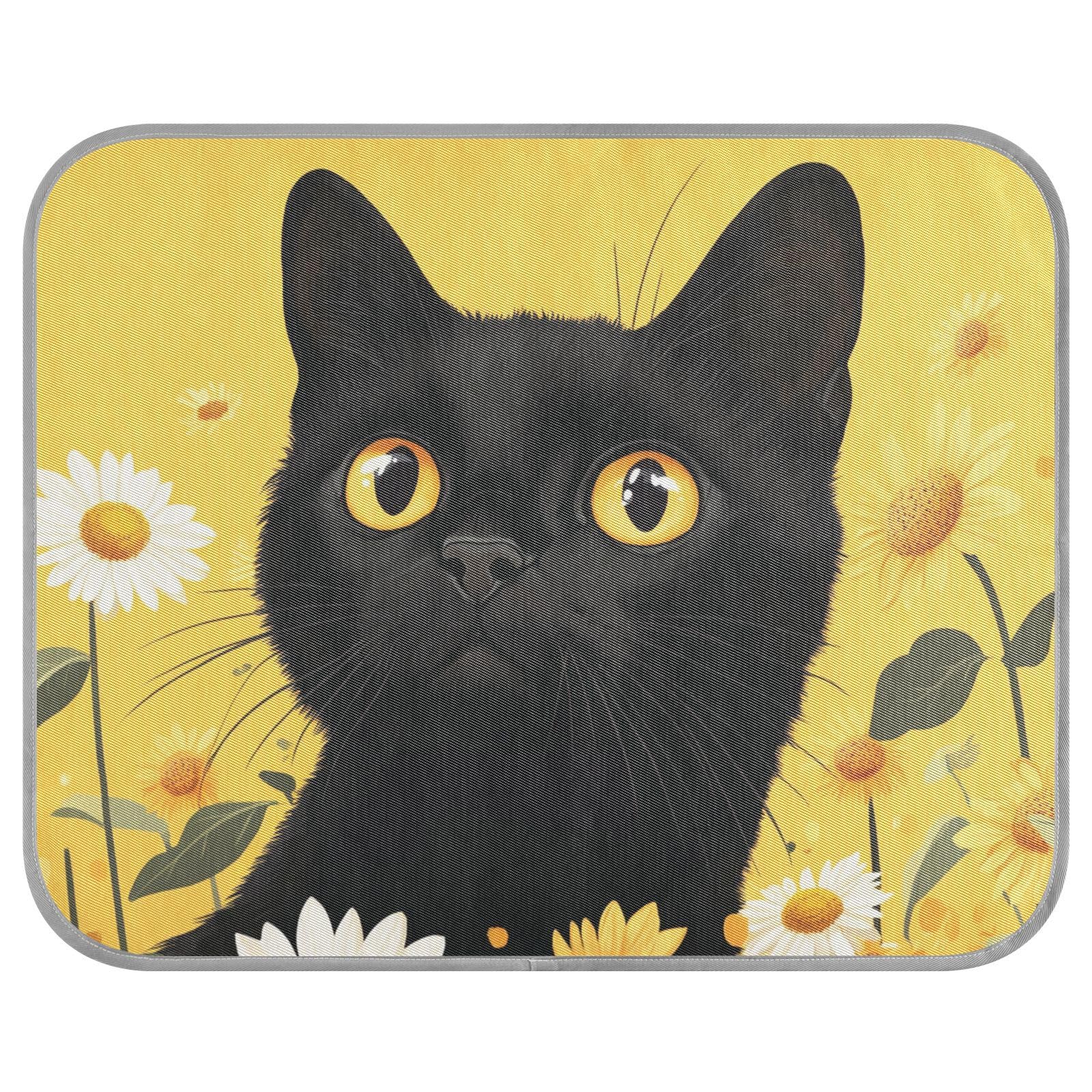 siphylline Black Cat Sunflower Daisy Spring Summer Cooling pad for Dog Self Cooling cat Blanket for Pig Dogs Outside Foldable esterilla refrescante para Perros S