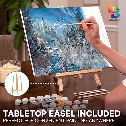 Miniatura 7 de Ledgebay Kit de pintura por números para adultos, lienzo enmarcado para principiantes a avanzados, kit de pintura por números, incluye juego de