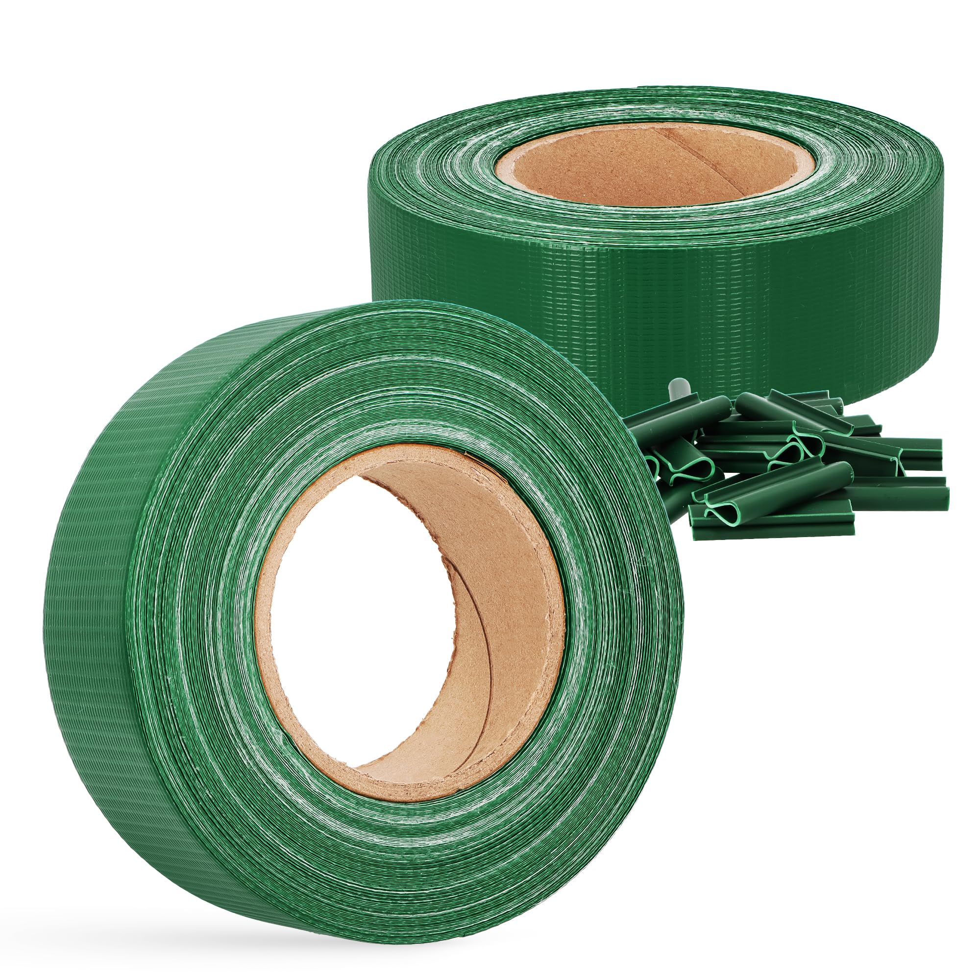Brise-Vue Occultant 4,75 cm x 140 m Bande Film Clôture Jardin Balcon Double Fil Barreaux 80 Clips Fixation Protection Solaire Contre Vent Intempéries Rouleau