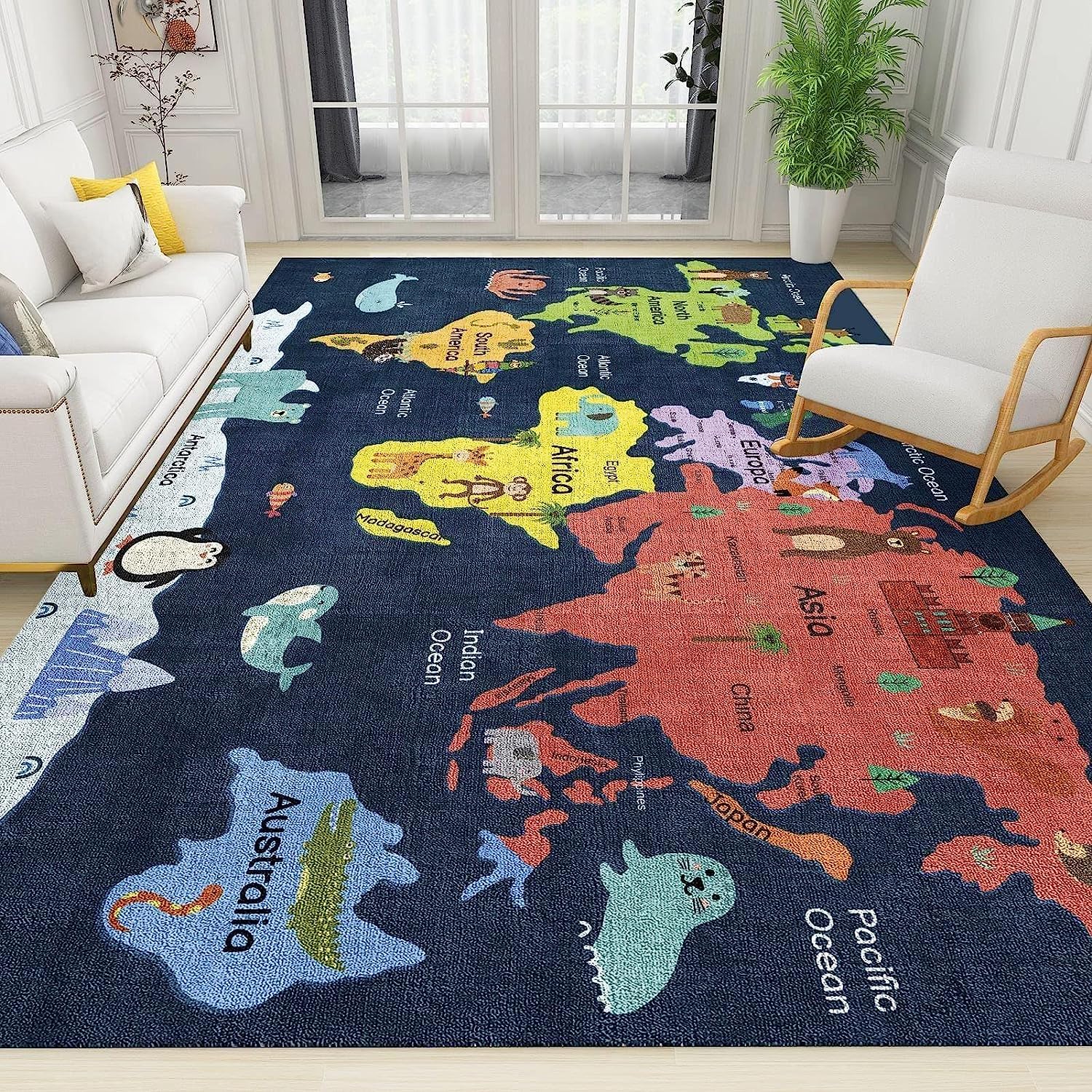 Tappeti E Tappetini Decorazioni Per Interni Tappeti Mappa Del Mondo Blu For Soggiorno Tappeto Semplice Stampato In 3D Tappeto Moderno Da Salotto Di Grandi Dimensioni Di Alta Quali 200 X 300-4P5K/V1G