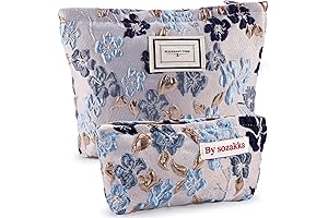 Cute Floral Embossed 2Pcs Makeup Bag Set Under $10