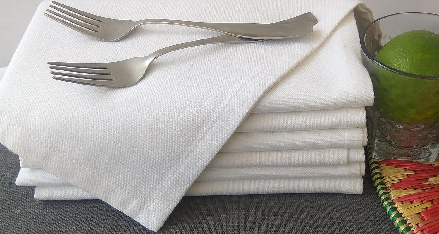 Prоmо Dіѕсоunt Uр Tо 70% оƒƒ Linen Clubs - Slub Cotton Duck Dinner Napkins - White - 18x18 (Set of 12) - 100% Slub Cotton Duck with Linen Look Napkins (Slub Duck)