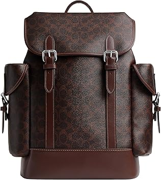 Coach Mens Hitch Backpack In Signature Canvas, Maple, One Size