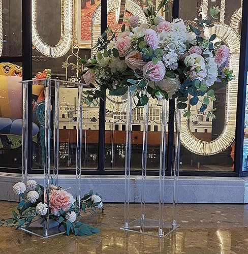 Miniatura 9 de kunghei 2 piezas de 15.74 pulgadas de alto, jarrón transparente acrílico para centro de mesa de fiesta Weddind, soporte de exhibición de flores de