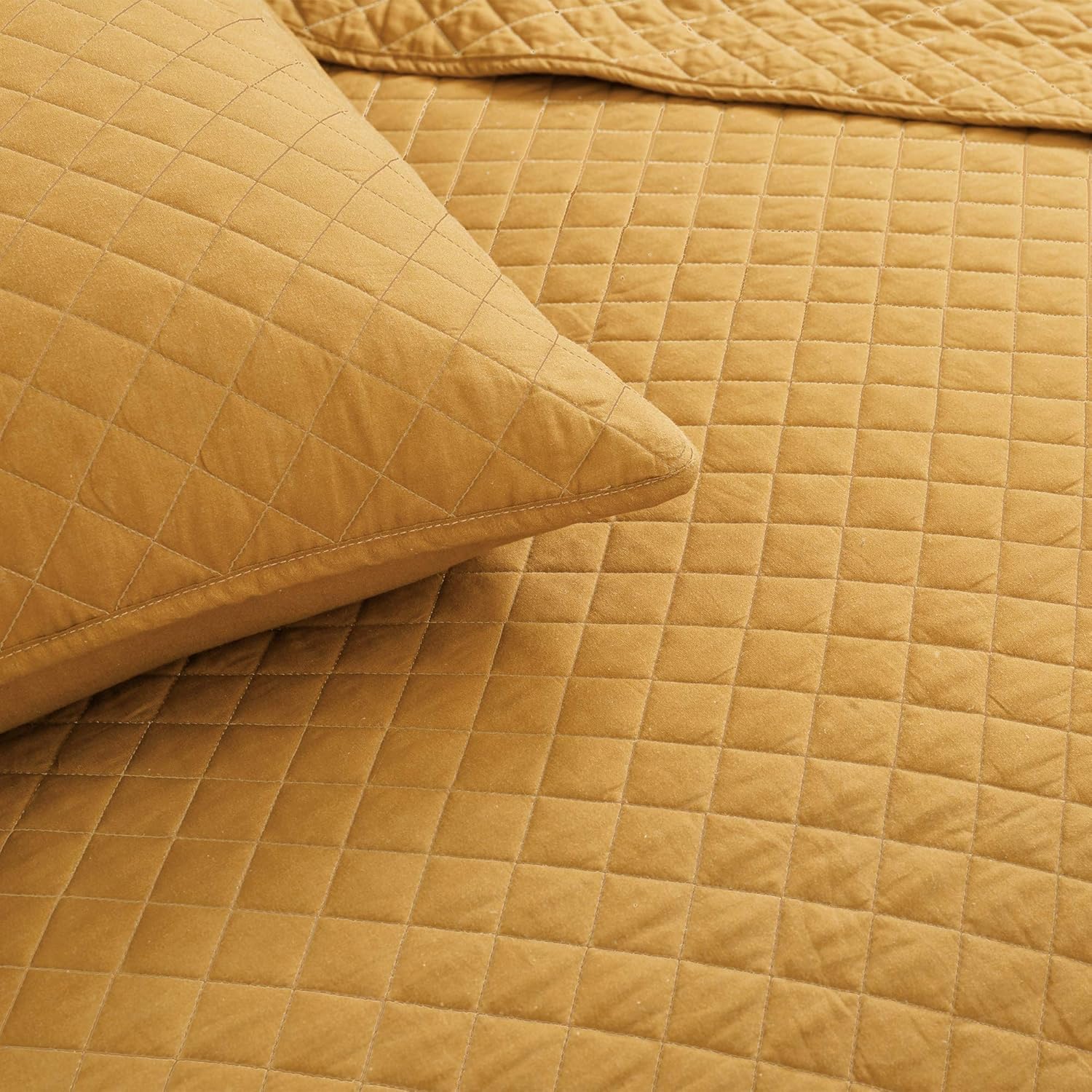 Lush Decor Ava Diamond Cotton Quilt California King Size 3 Piece Set King/California King Mustard - Yellow Bedding Set California King Quilt - Fall Quilts