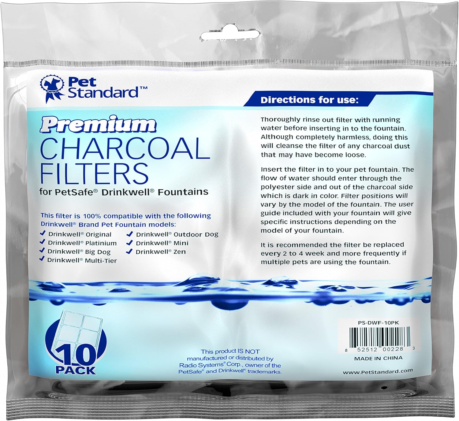 PET STANDARD Premium Charcoal Filters for PetSafe Drinkwell Fountains, Pack of 10 10 916ZPNqxG L. AC SL1500