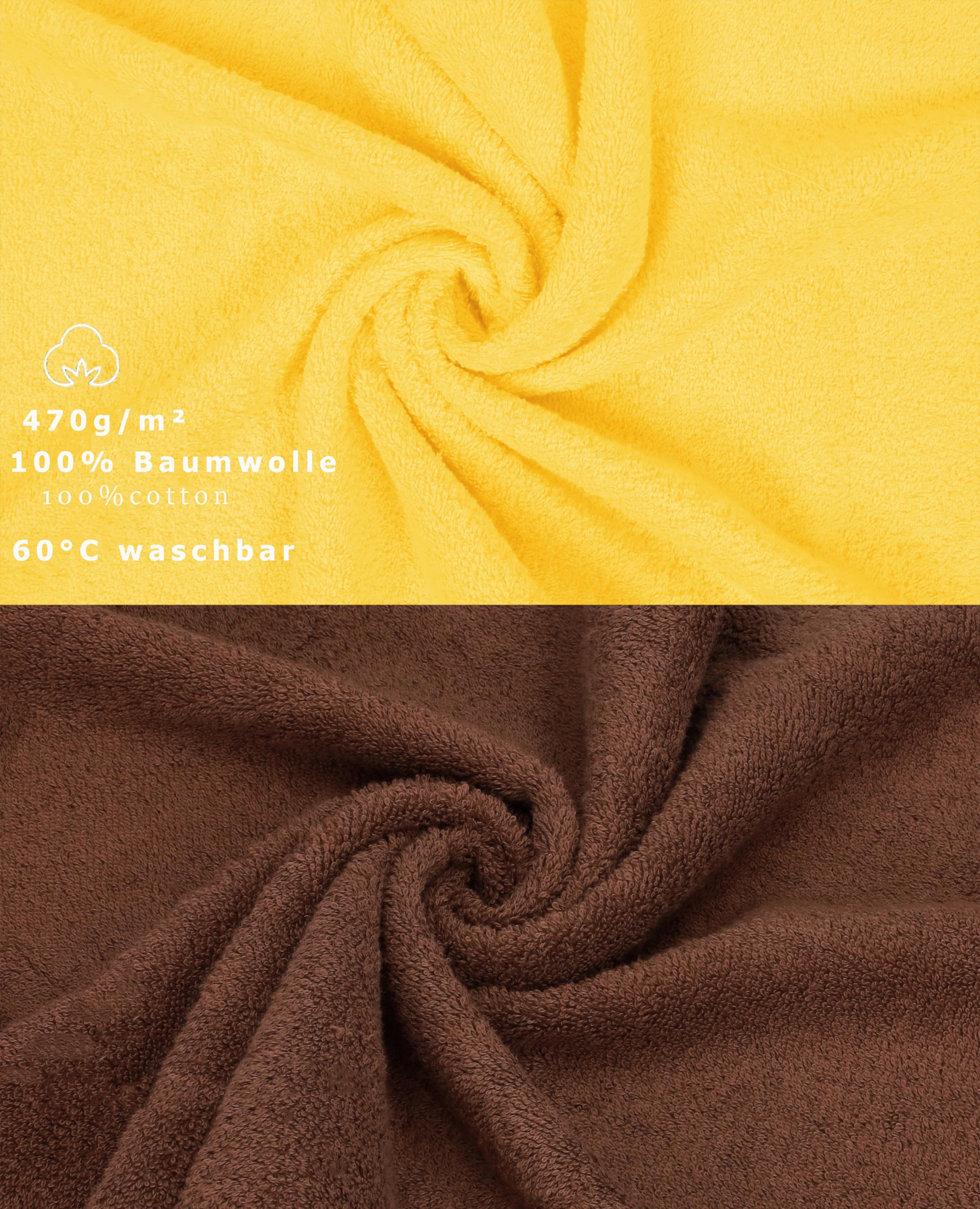 Betz 10-częściowy zestaw ręczników premium 100% bawełna 2 ręczniki kąpielowe 4 ręczniki do rąk 2 ręczniki dla gości 2 rękawice do mycia kolor żółty i orzechowy brązowy