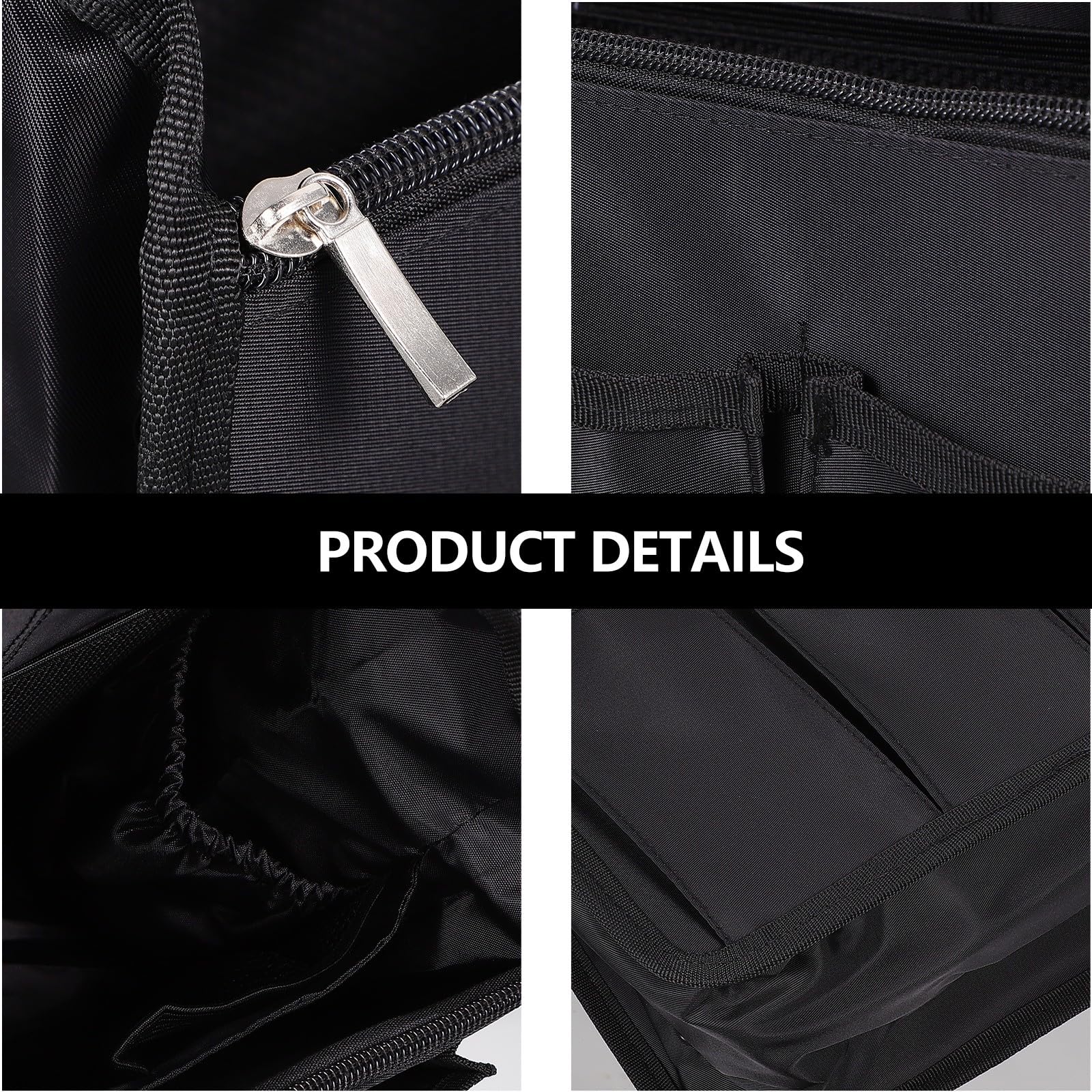 Inserto Organizador de Mochila Negro Grande de Nailon Resistente, Bolsa Interior Multifunción Múltiples Compartimentos y Bolsillos Cremallera para Viaje y Trabajo