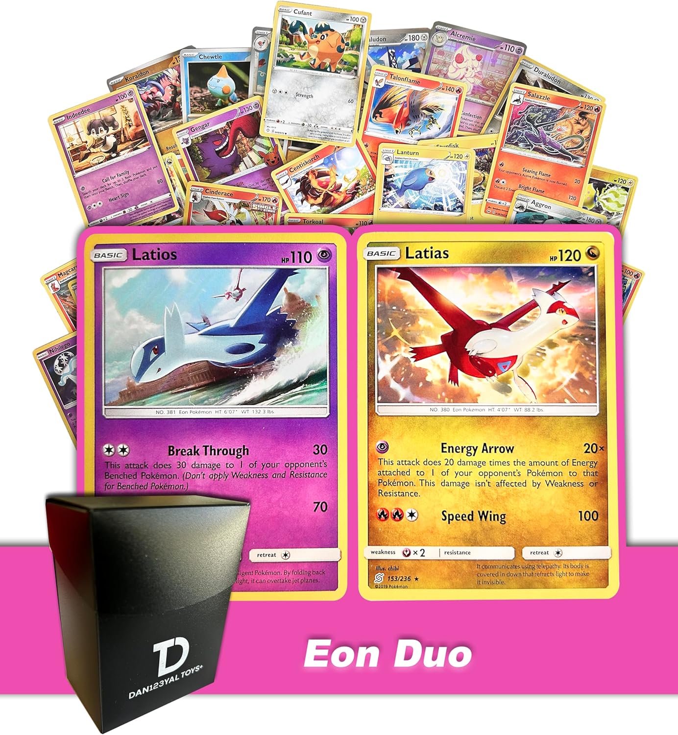 Eon Duo TCG Random Assortment Bundle || Guaranteed Eon Duo + 6 Holographic Cards + 6 High HP Cards + Dan123yal Deck Box