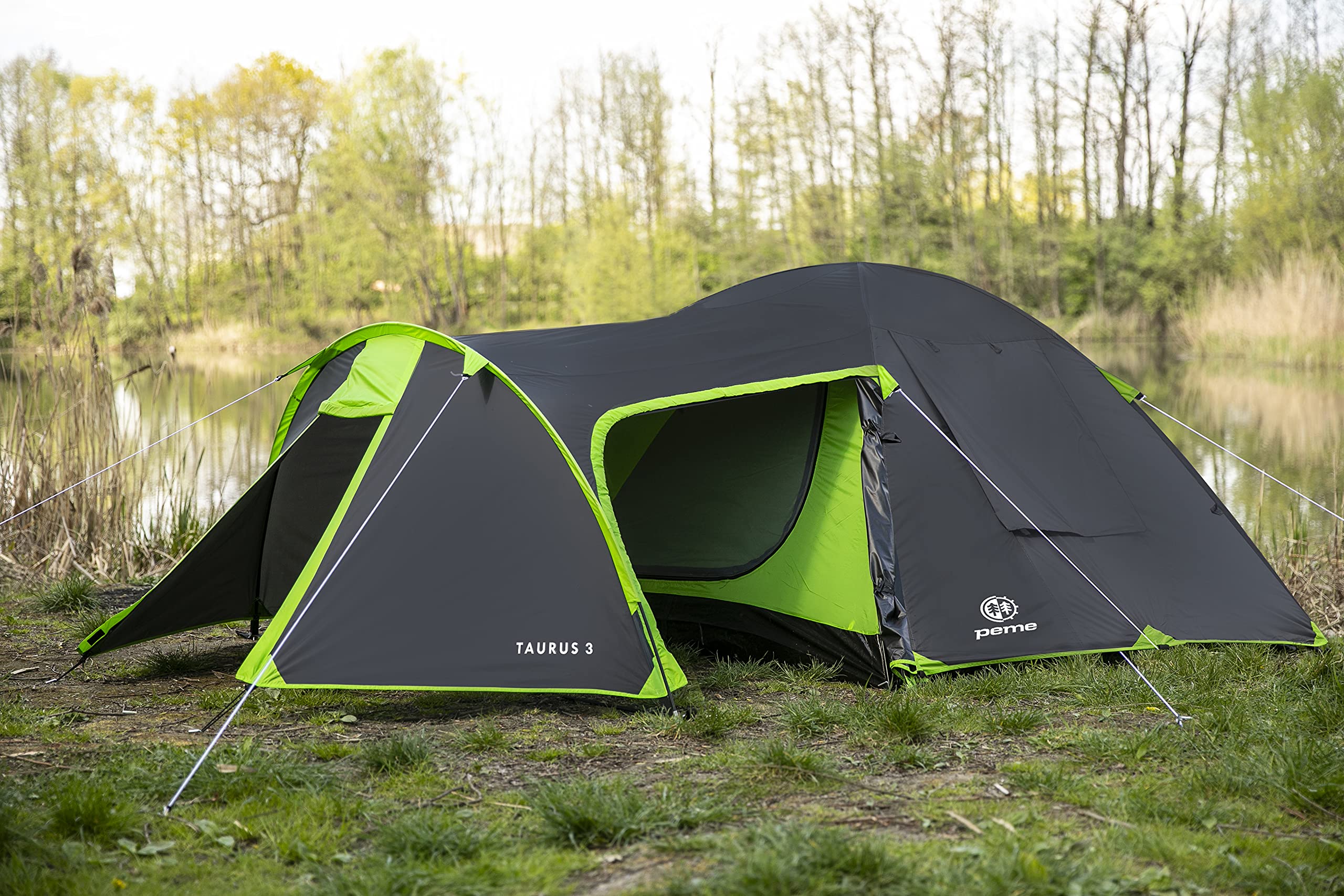 peme Tenda a Cupola Taurus 3, Tenda da Campeggio per 3 Persone, 4000mm Impermeabile, Tenda Familiare Leggera, Tenda da Trekking, Campeggio e Escursionismo, Tenda da Festival con Veranda