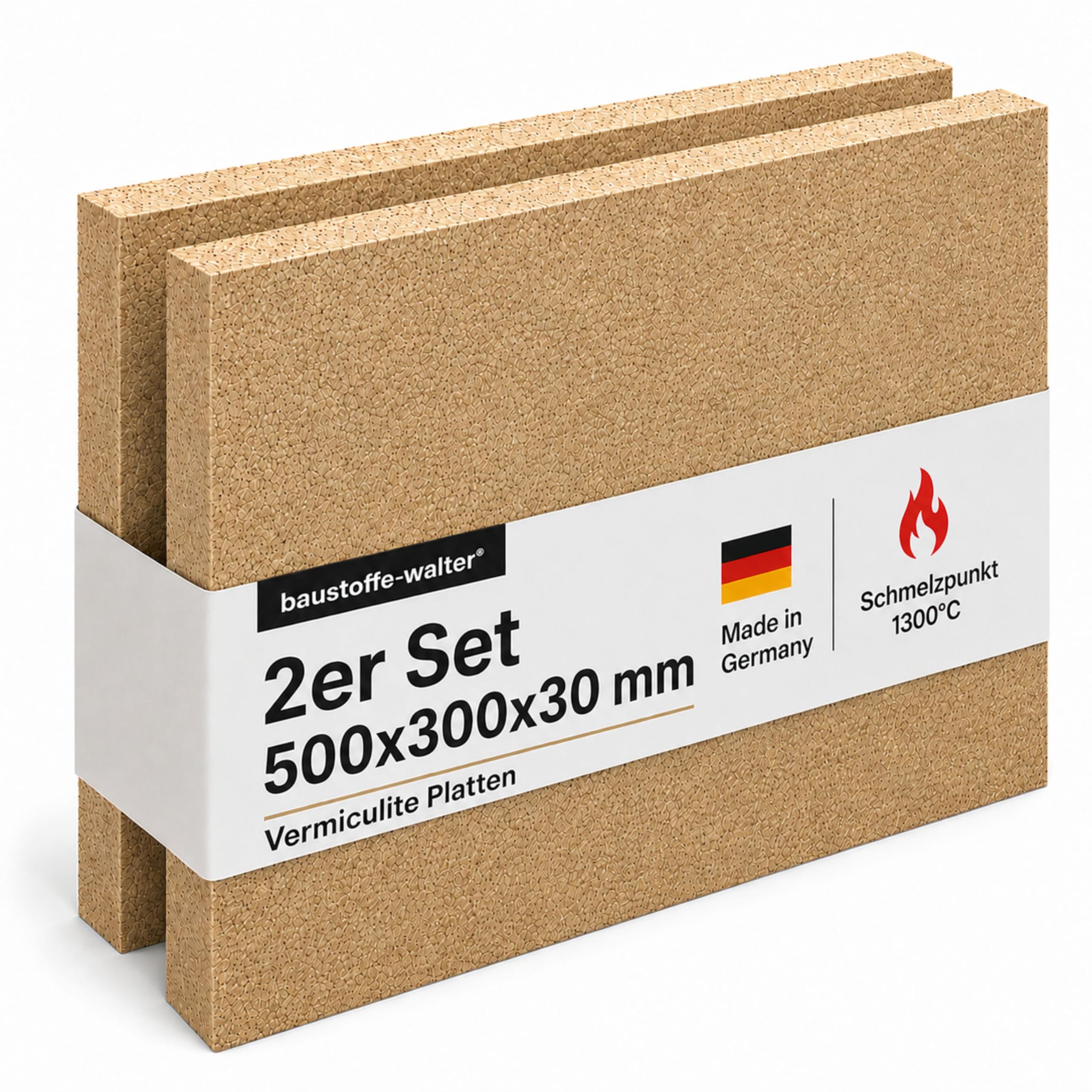 Lot de 3 plaques de vermiculite chamotte de rechange, 500 x 300 x 30 mm, revêtement de chambre de combustion
