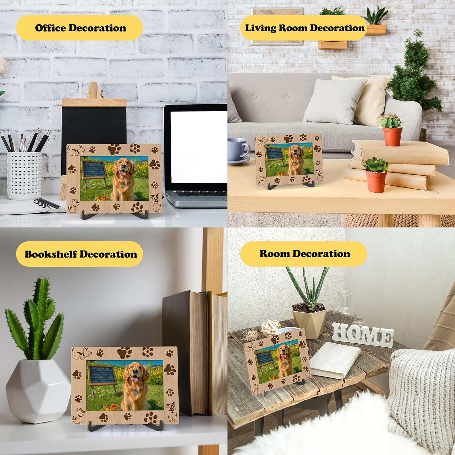 Dog Photo Frame - Wooden Desktop Paw Frame with Stand - Pet Memorial & Dog Lovers Gifts - Image 3