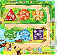 Vista 8 de Laberinto magnético de color y número, juguetes Montessori de conteo y emparejamiento, tablero de juego de laberinto magnético de madera, juguetes