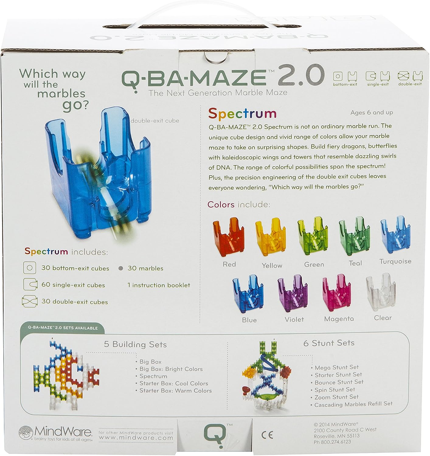 Q-BA-MAZE 2.0 Spectrum Color Set – The Next Generation Marble Maze – 120 Cubes, 30 Marbles – Ages 6 and Up