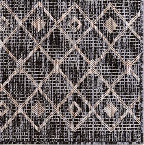 Vista 311 de Unique Loom Alfombra Colección enrejado Marroquí Celosía Transicional Interior y Exterior, Polipropileno Gris carbón/natural