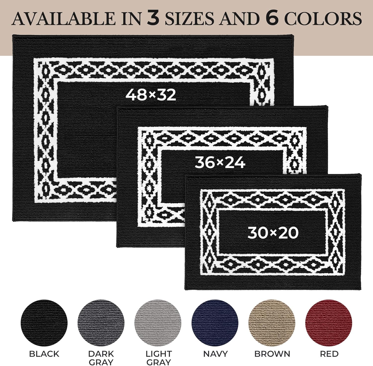 Premium Quality Polypropylene Indoor Door Mat - Beautiful Design with Non-Slip Backing, Washable & Low Profile Doormat - Ideal for Entryway Doors, Foyer, and Mudroom (24" x 36")