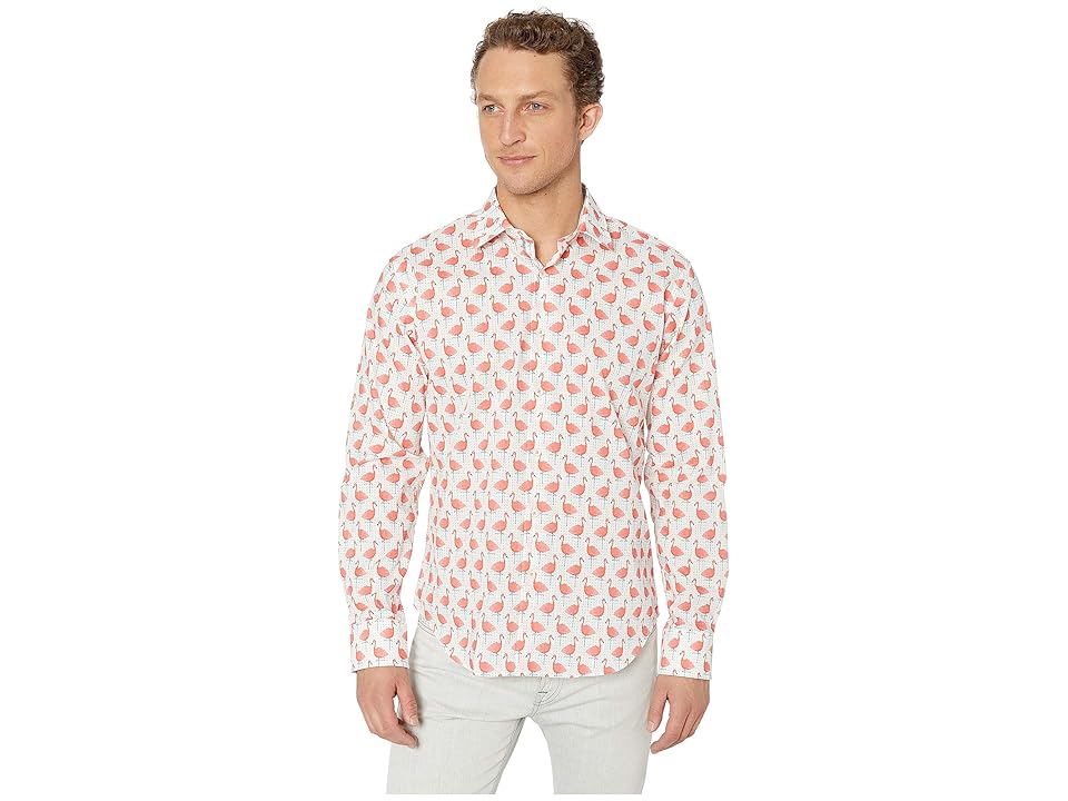 

BUGATCHI Long Sleeve Shaped Fit Button-Up Shirt (Coral) Men's Long Sleeve Button Up