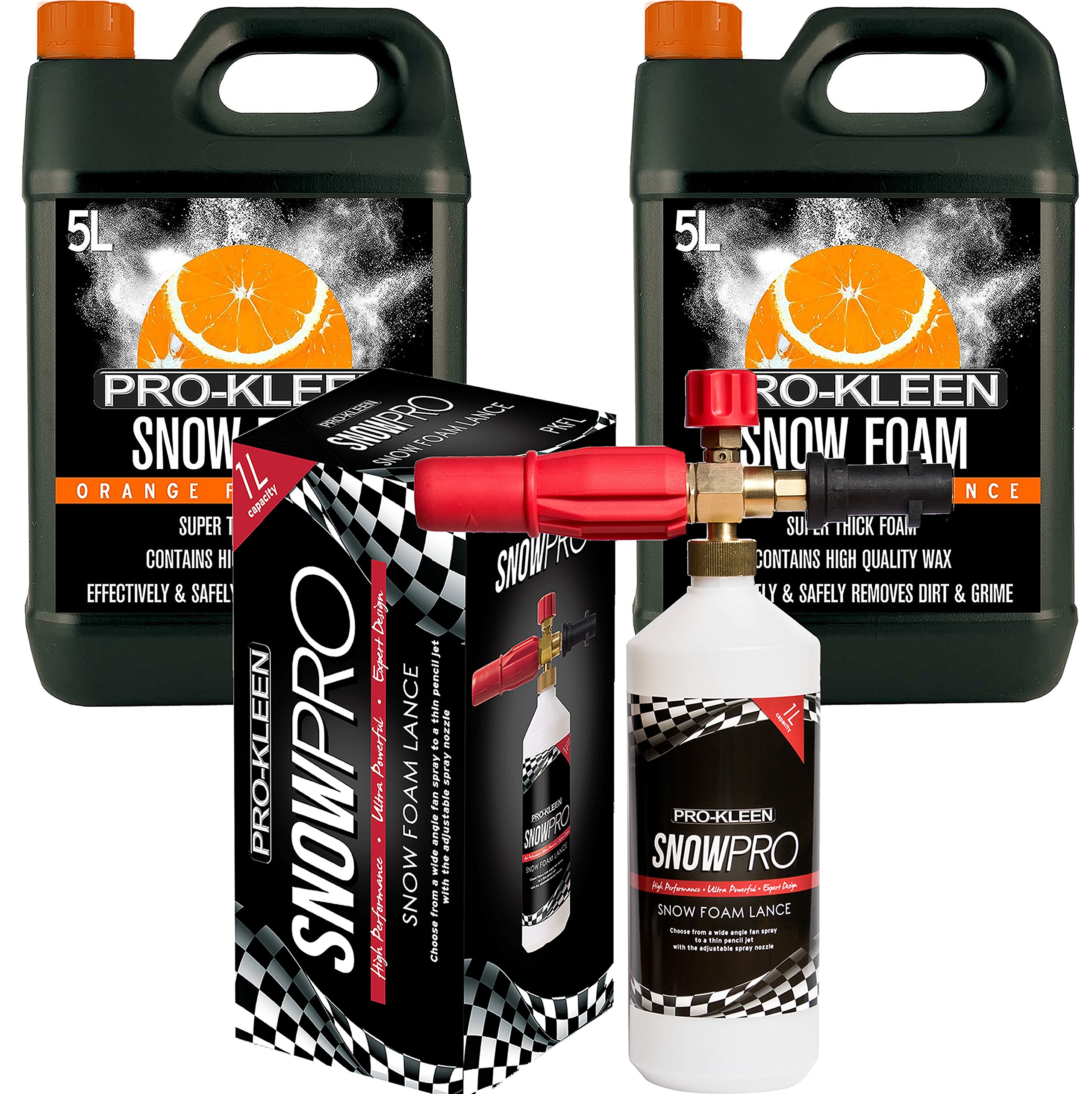 Pro-Kleen Snow Foam Lance/Gun Kit with 10L Orange Snow Foam for Use with Karcher K Series Pressure Washers